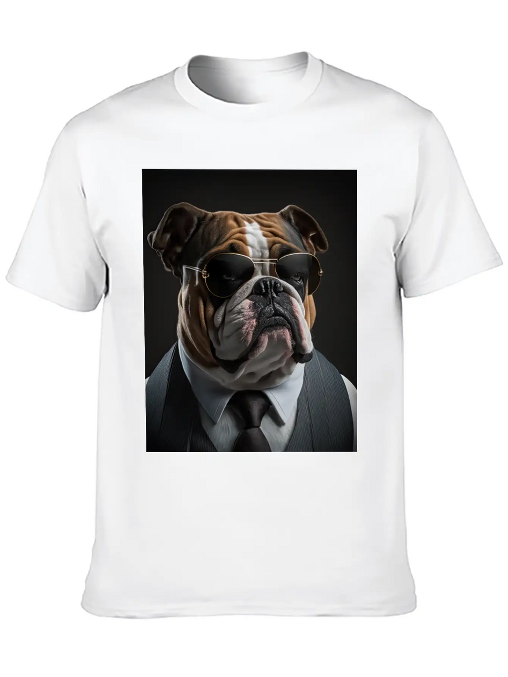 Mafia Boss English Bulldog Dog Unisex Casual T-Shirt – Clean Design For Daily Comfort