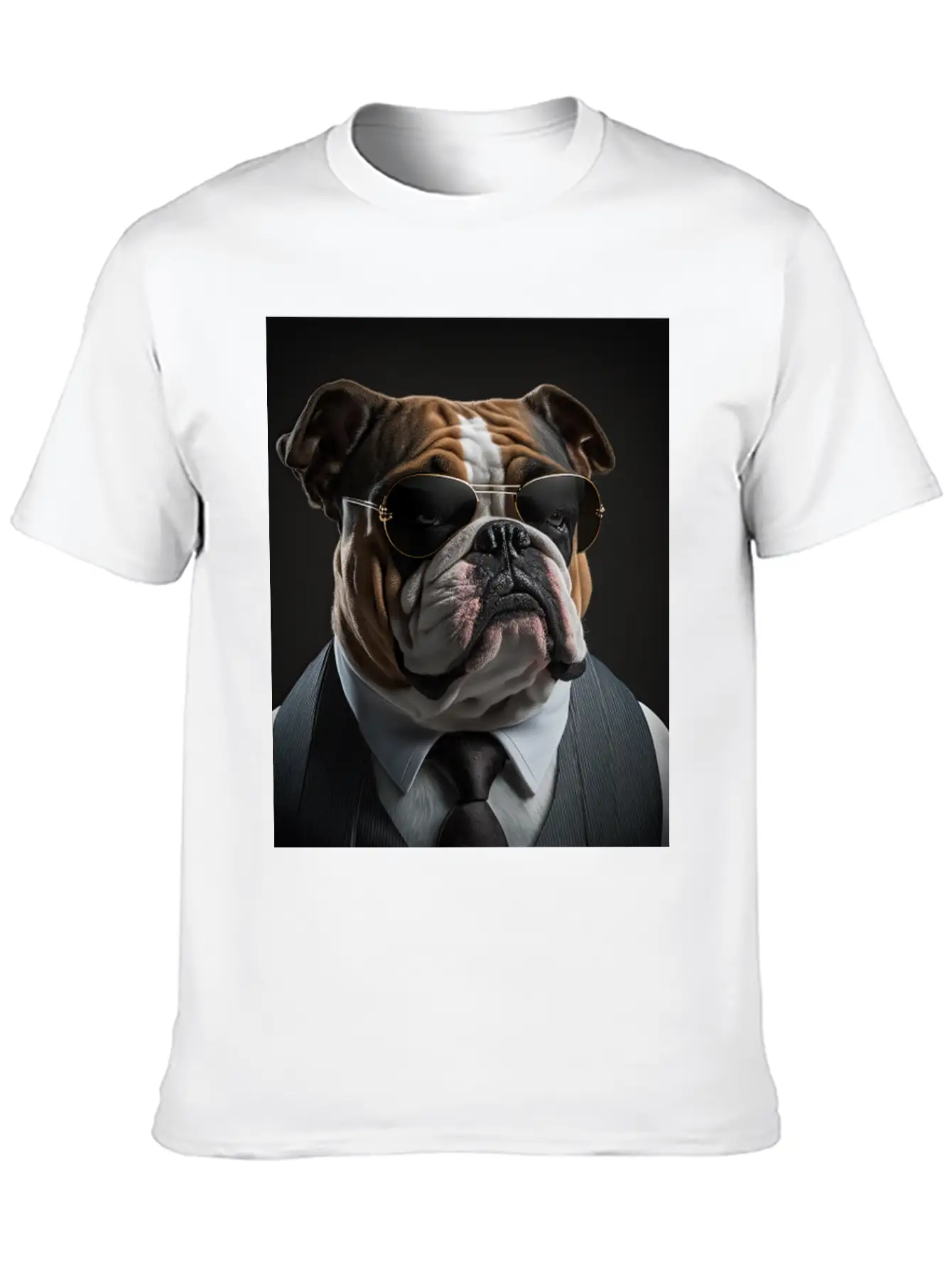 Mafia Boss English Bulldog Dog Unisex Casual T-Shirt – Clean Design For Daily Comfort