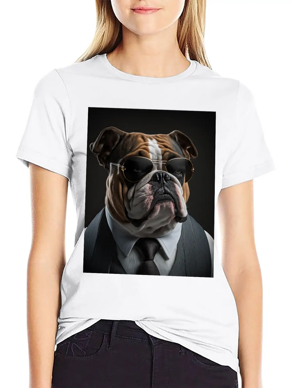 Mafia Boss English Bulldog Dog Unisex Casual T-Shirt – Clean Design For Daily Comfort