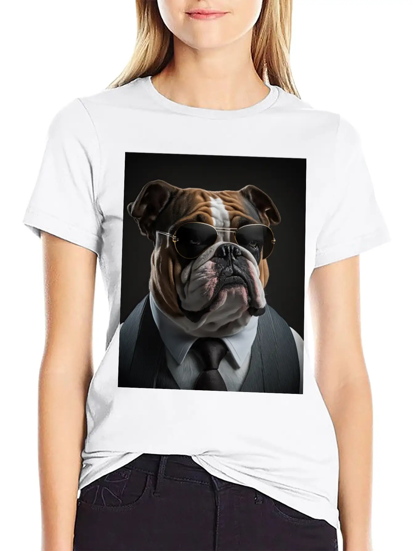 Mafia Boss English Bulldog Dog Unisex Casual T-Shirt – Clean Design For Daily Comfort