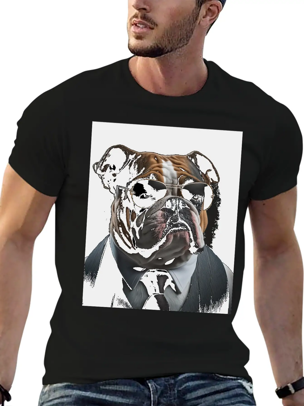 Mafia Boss English Bulldog Dog Unisex Casual T-Shirt – Clean Design For Daily Comfort