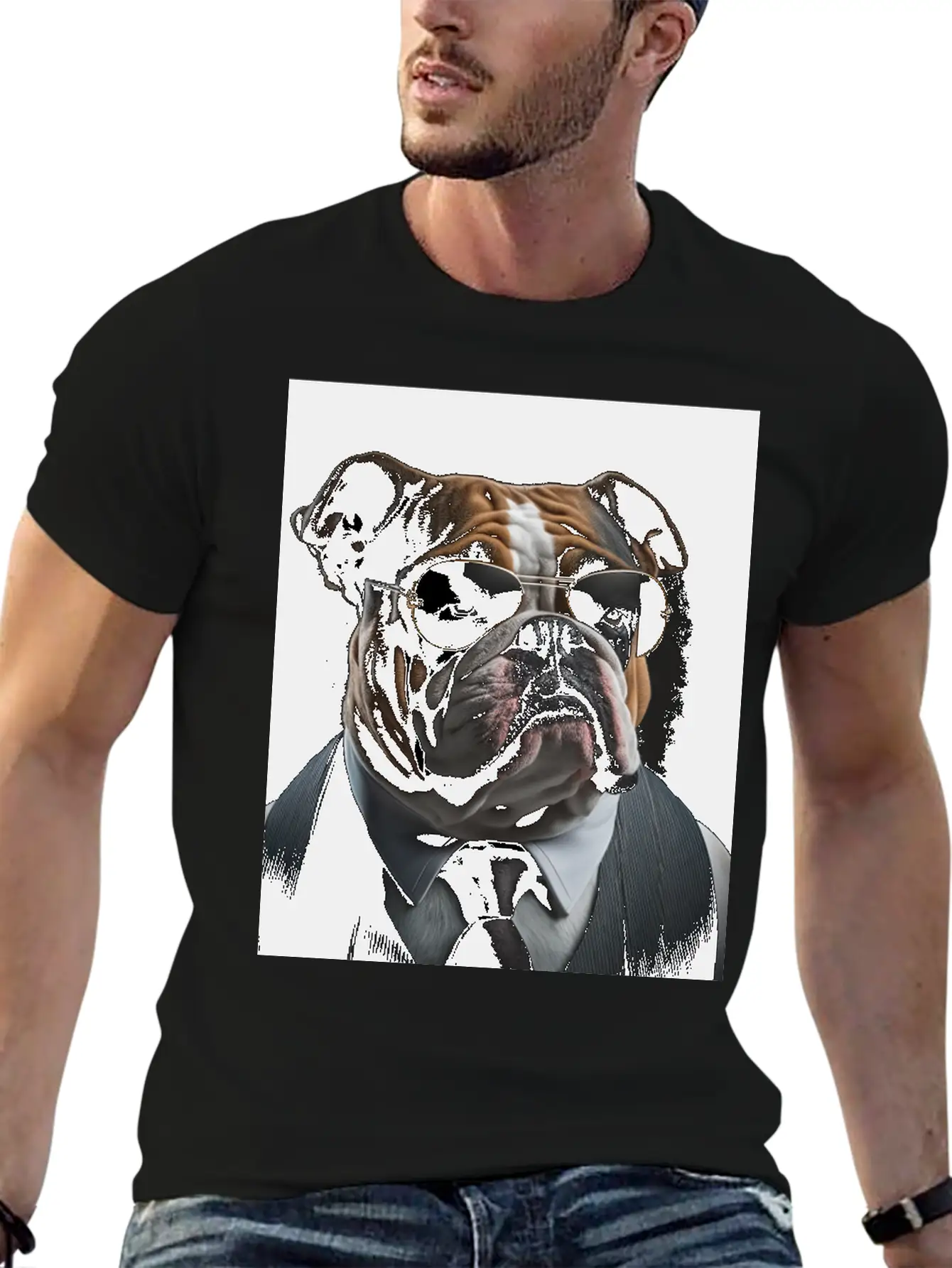 Mafia Boss English Bulldog Dog Unisex Casual T-Shirt – Clean Design For Daily Comfort