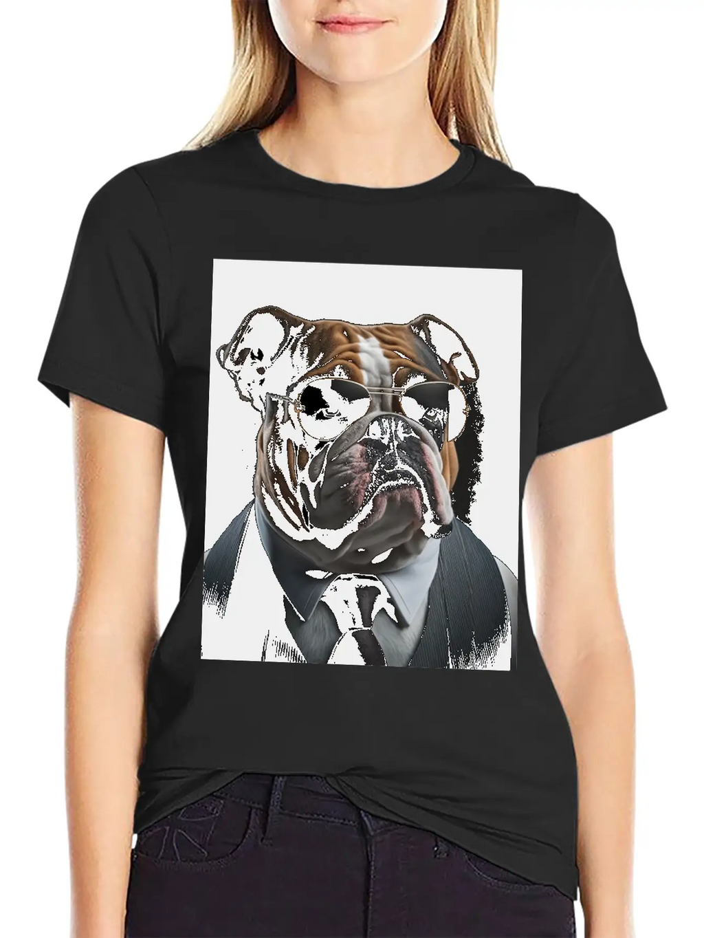 Mafia Boss English Bulldog Dog Unisex Casual T-Shirt – Clean Design For Daily Comfort