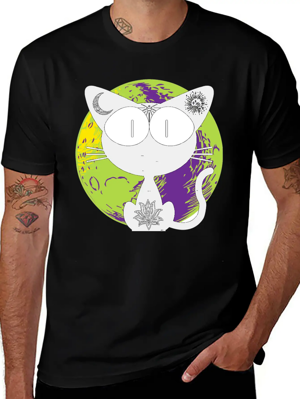 Magical And Mysterious Intuitive Black Cat. Unisex Short Sleeve Soft Cotton T-Shirt – Casual Everyday Wear