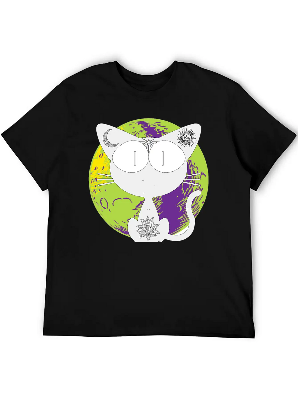 Magical And Mysterious Intuitive Black Cat. Unisex Short Sleeve Soft Cotton T-Shirt – Casual Everyday Wear