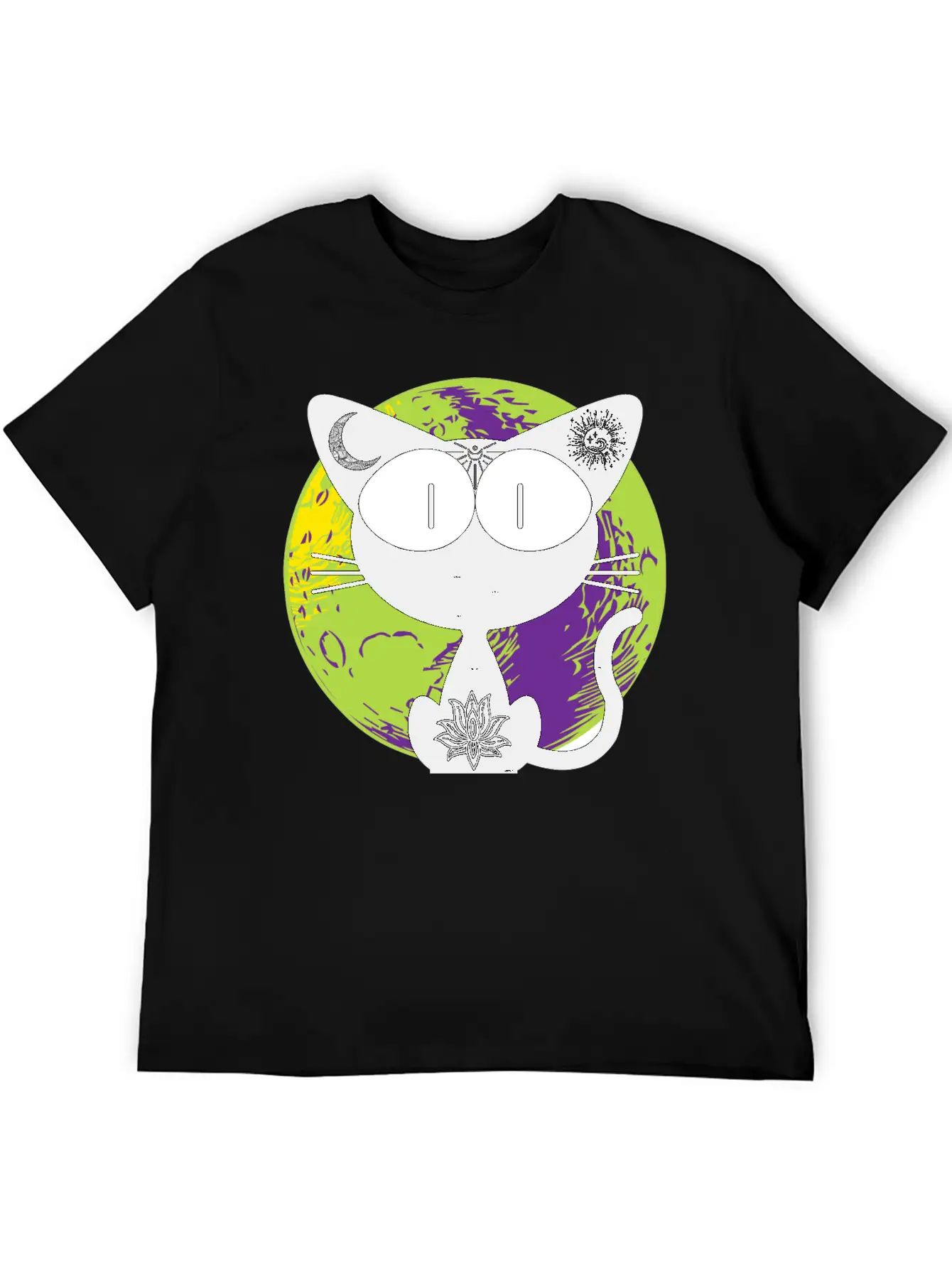 Magical And Mysterious Intuitive Black Cat. Unisex Short Sleeve Soft Cotton T-Shirt – Casual Everyday Wear
