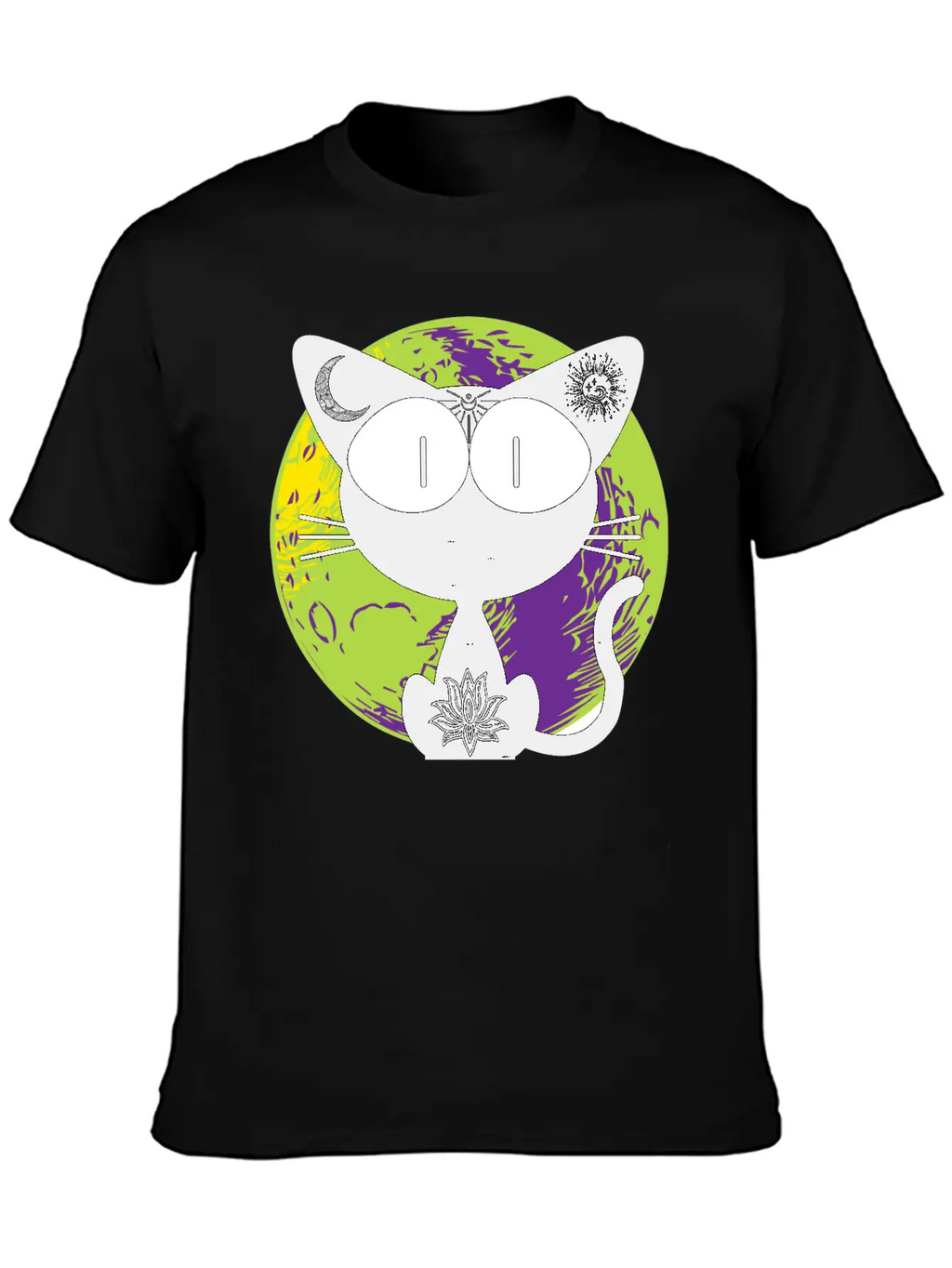 Magical And Mysterious Intuitive Black Cat. Unisex Short Sleeve Soft Cotton T-Shirt – Casual Everyday Wear
