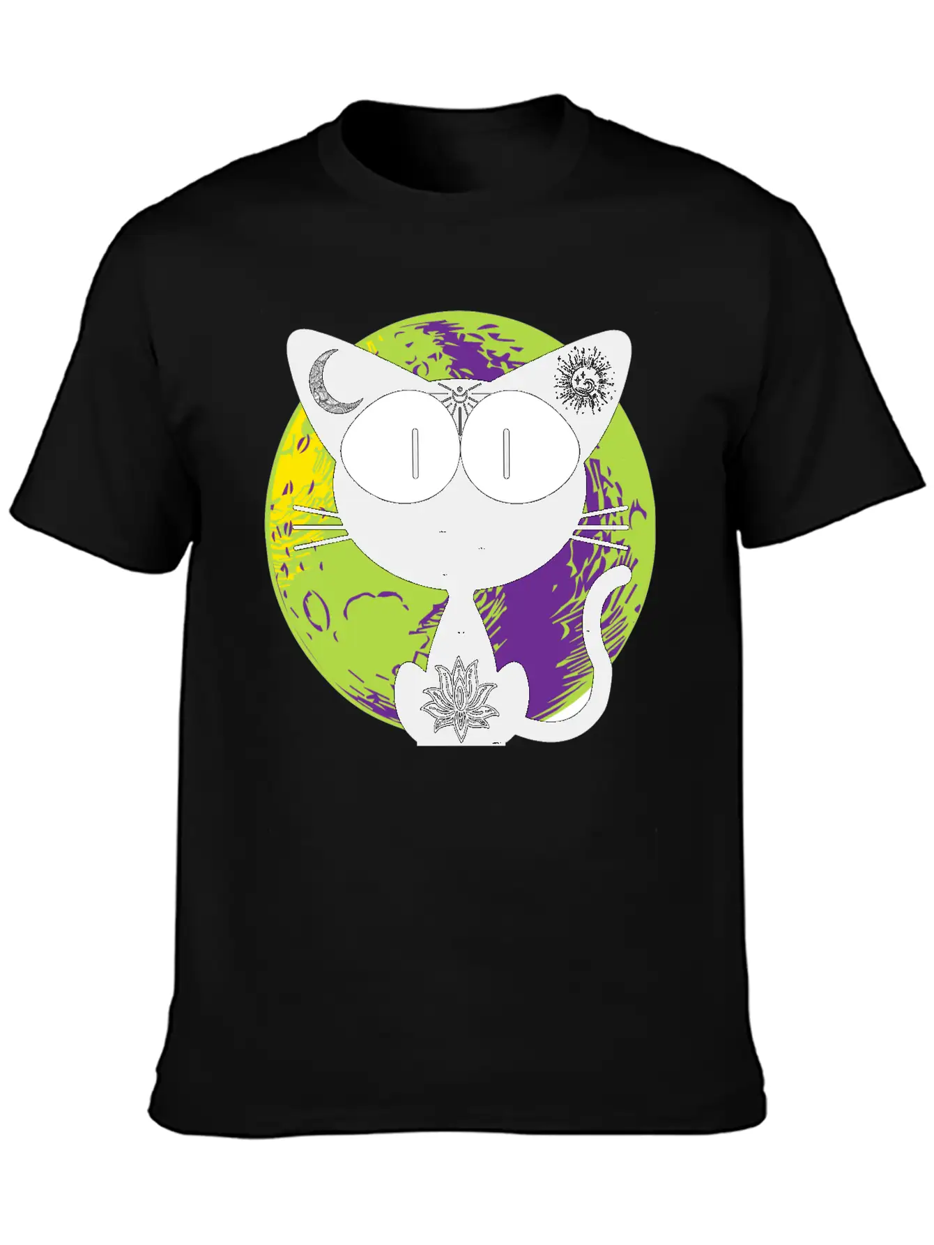 Magical And Mysterious Intuitive Black Cat. Unisex Short Sleeve Soft Cotton T-Shirt – Casual Everyday Wear