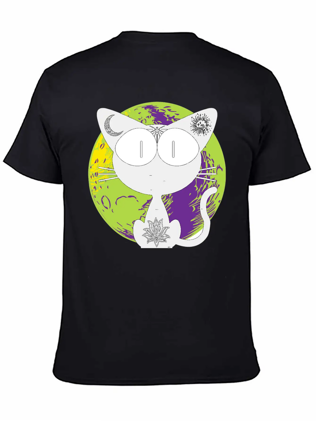 Magical And Mysterious Intuitive Black Cat. Unisex Short Sleeve Soft Cotton T-Shirt – Casual Everyday Wear