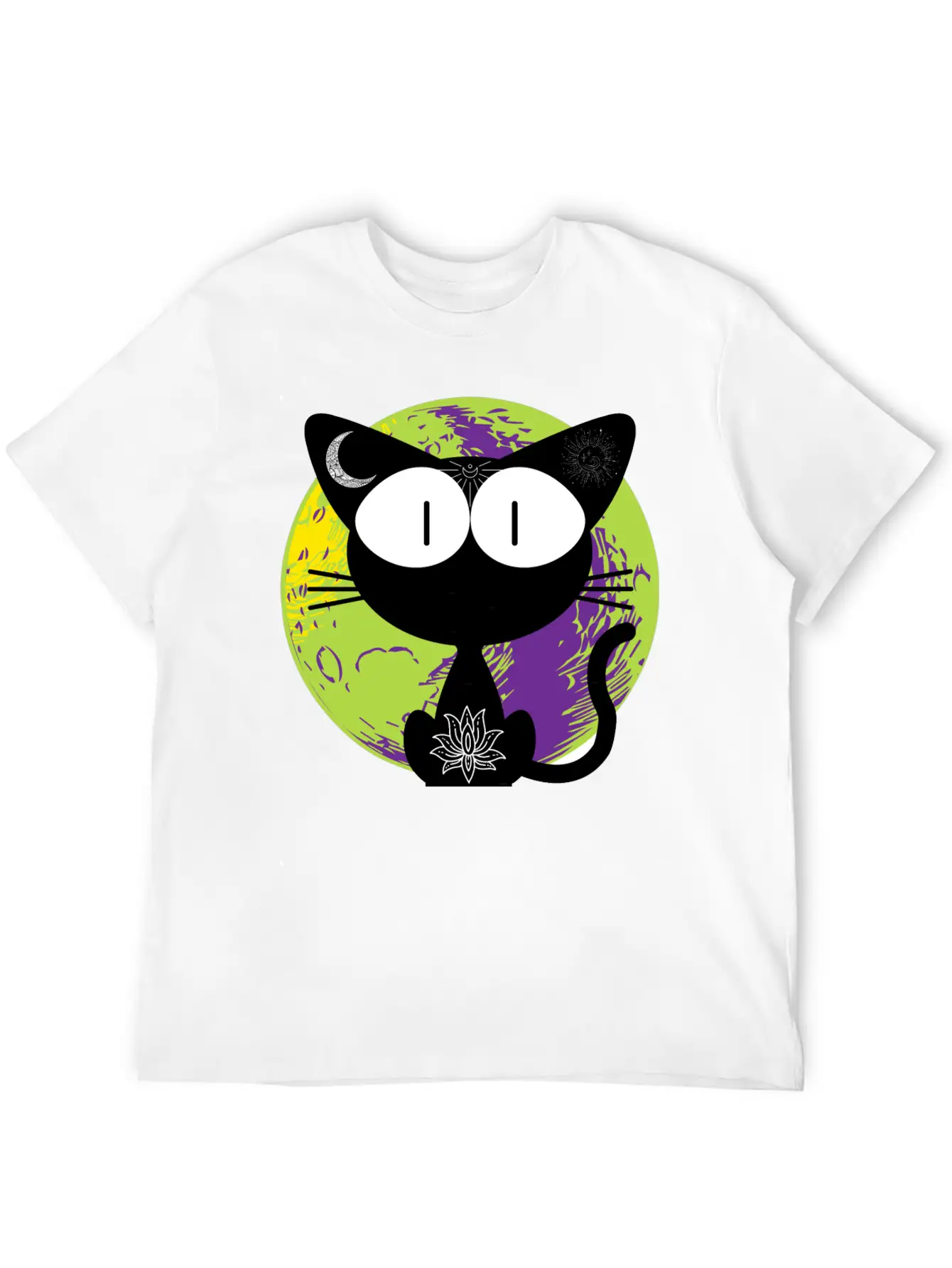 Magical And Mysterious Intuitive Black Cat. Unisex Short Sleeve Soft Cotton T-Shirt – Casual Everyday Wear