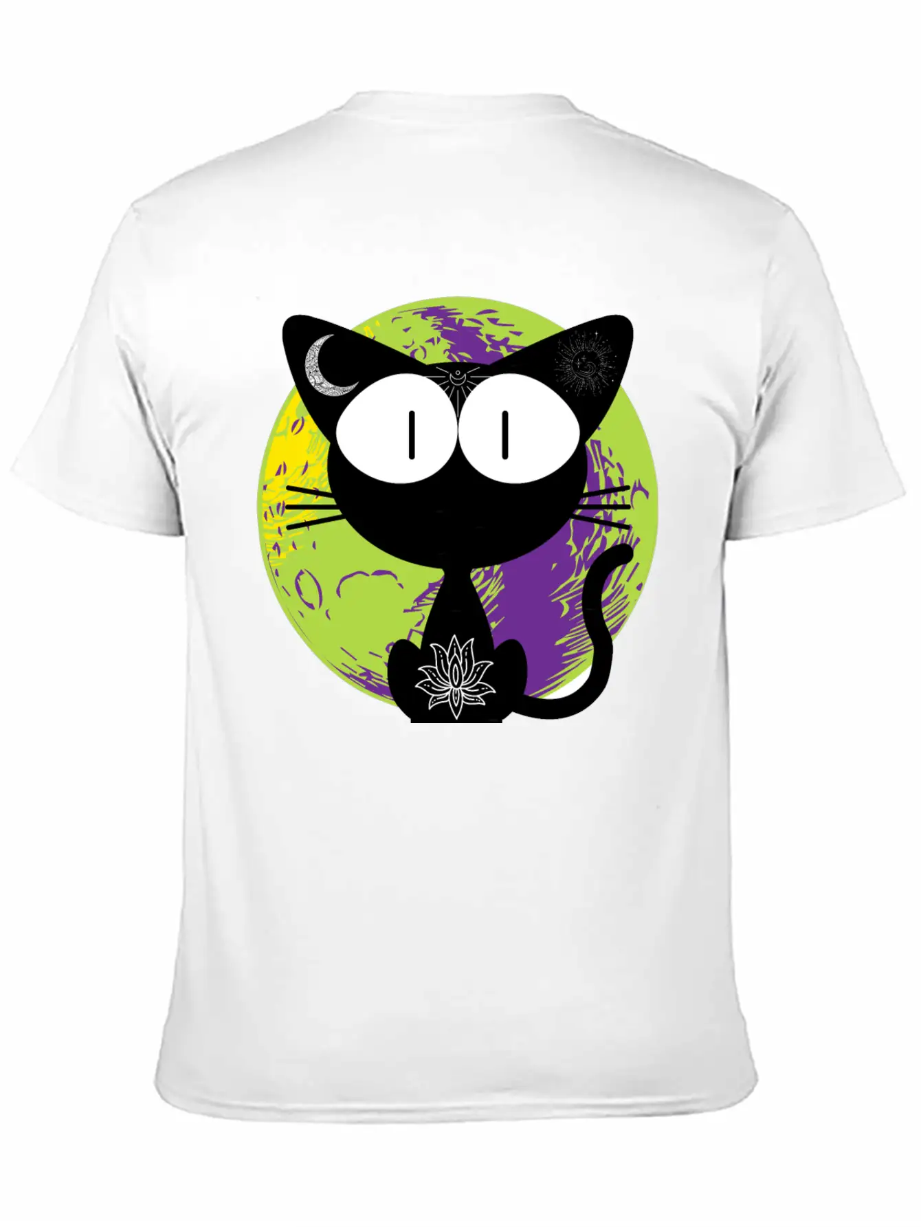 Magical And Mysterious Intuitive Black Cat. Unisex Short Sleeve Soft Cotton T-Shirt – Casual Everyday Wear