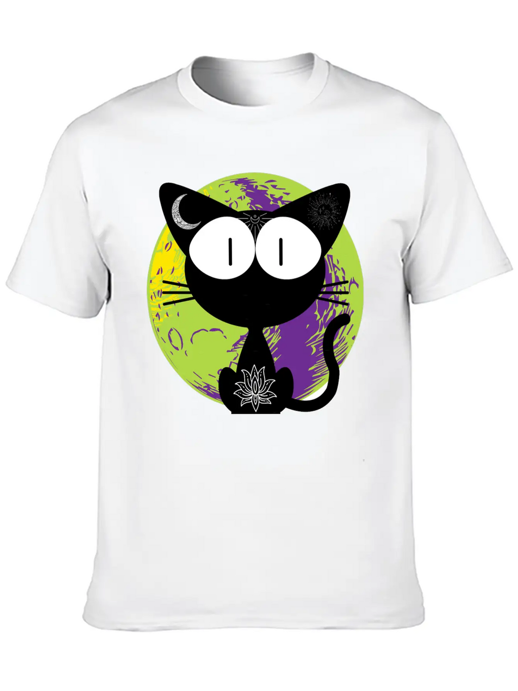 Magical And Mysterious Intuitive Black Cat. Unisex Short Sleeve Soft Cotton T-Shirt – Casual Everyday Wear