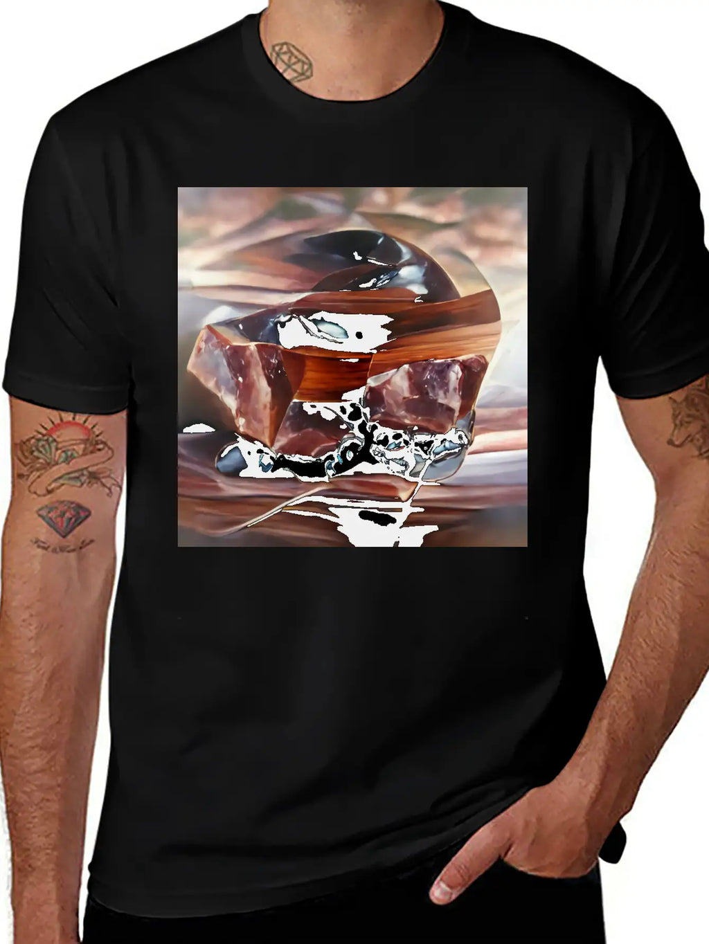 Mahogany Obsidian Crystal Gemstone Unisex Casual T-Shirt – Clean Design For Daily Comfort