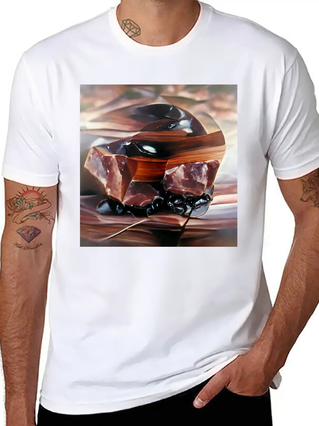 Mahogany Obsidian Crystal Gemstone Unisex Casual T-Shirt – Clean Design For Daily Comfort