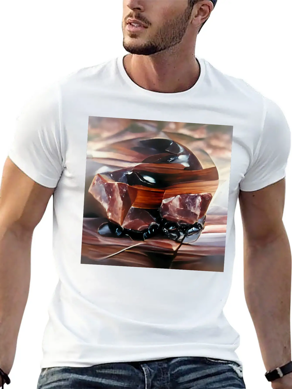 Mahogany Obsidian Crystal Gemstone Unisex Casual T-Shirt – Clean Design For Daily Comfort