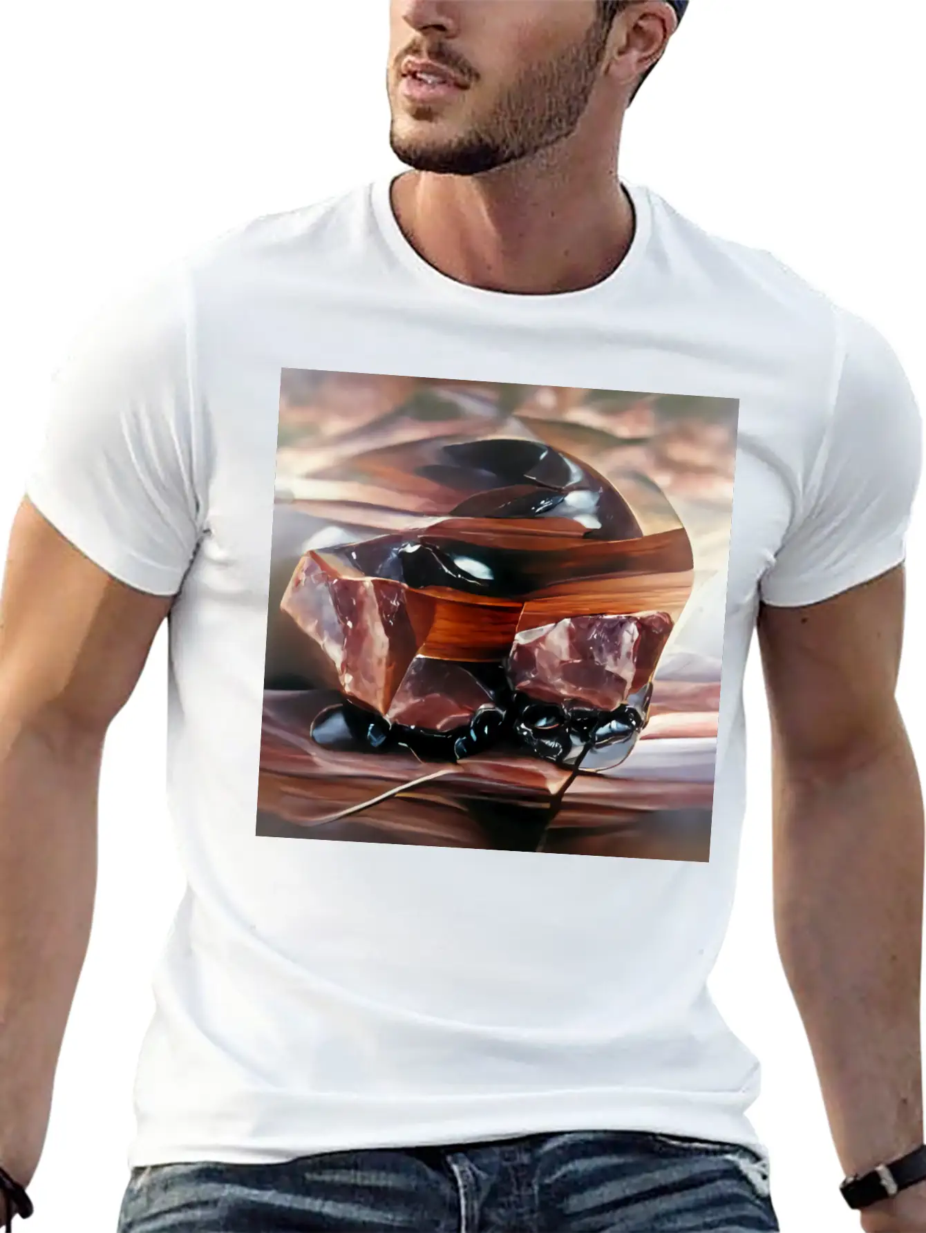 Mahogany Obsidian Crystal Gemstone Unisex Casual T-Shirt – Clean Design For Daily Comfort