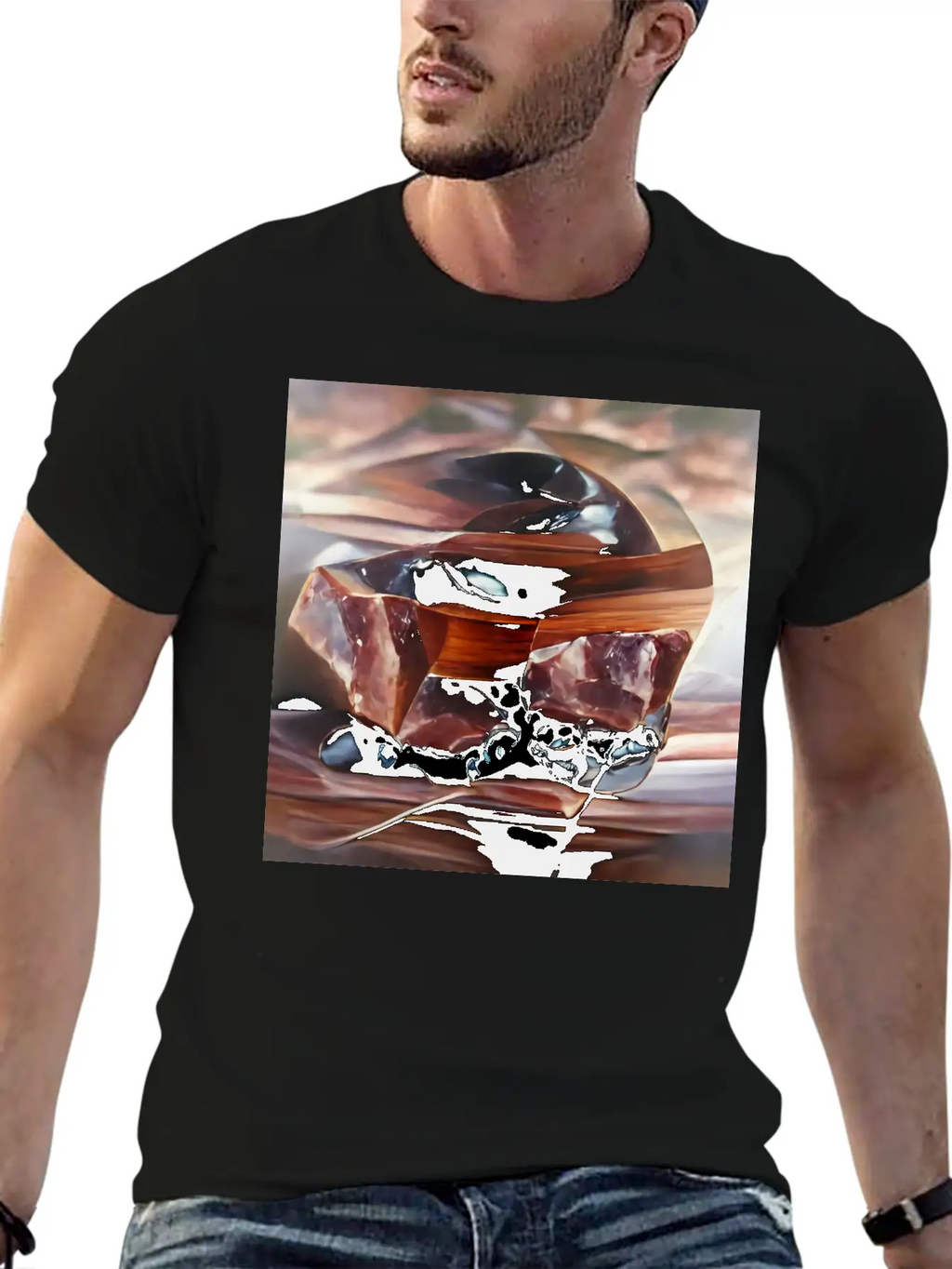 Mahogany Obsidian Crystal Gemstone Unisex Casual T-Shirt – Clean Design For Daily Comfort