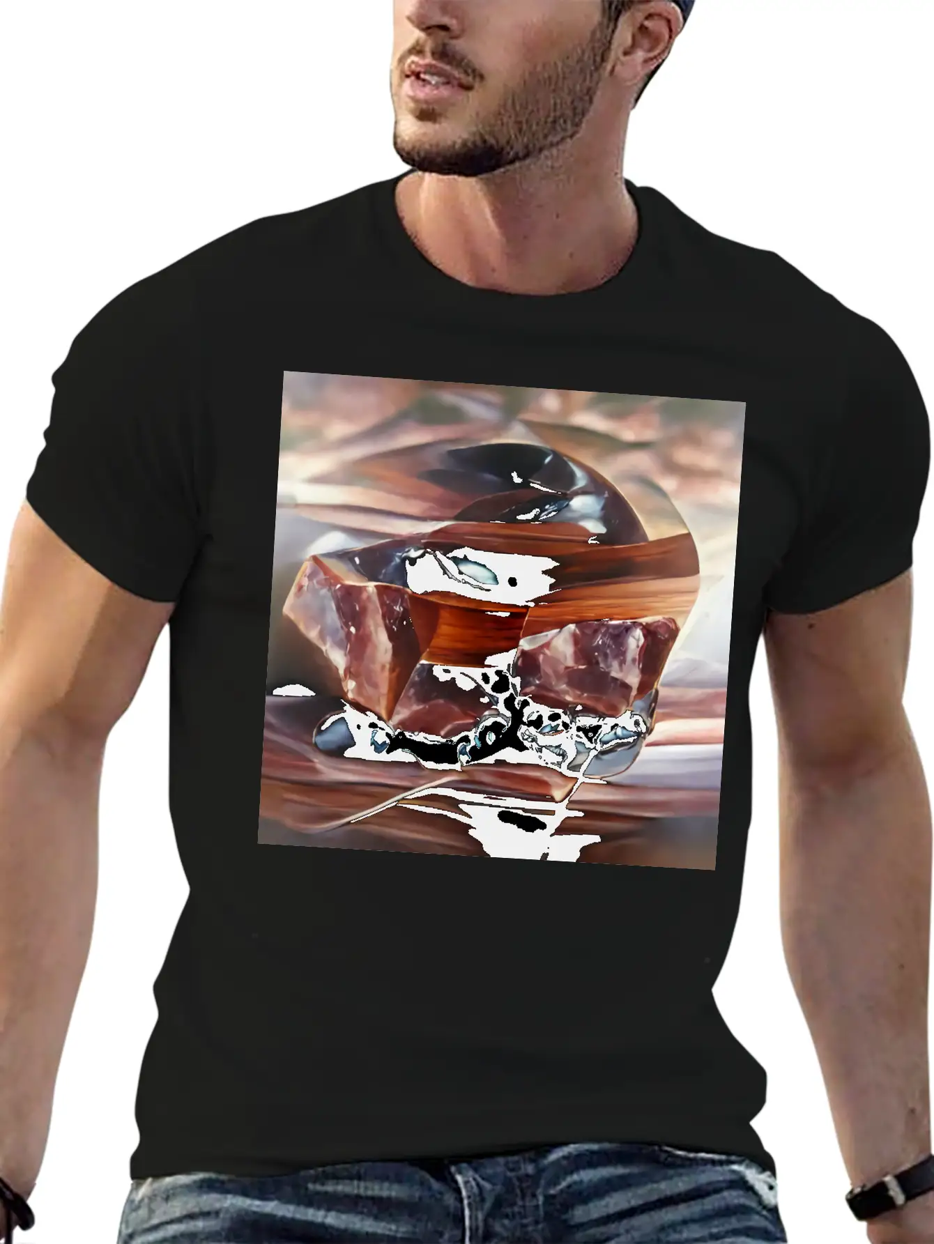 Mahogany Obsidian Crystal Gemstone Unisex Casual T-Shirt – Clean Design For Daily Comfort