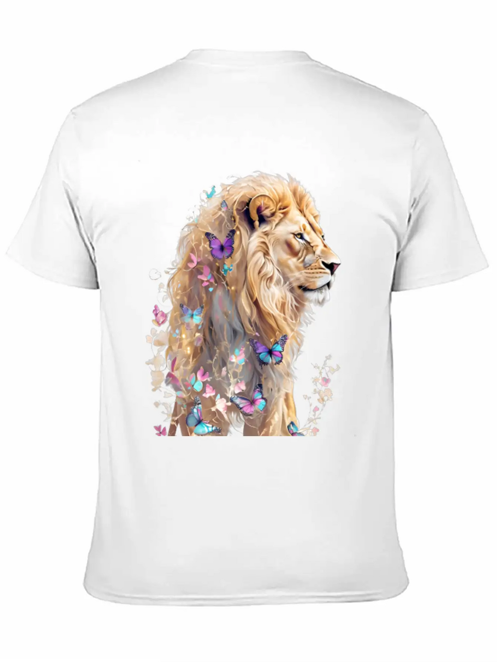 Majestic Lion And Butterflies Essential Cotton Tee For Daily Outfits – Unisex Style