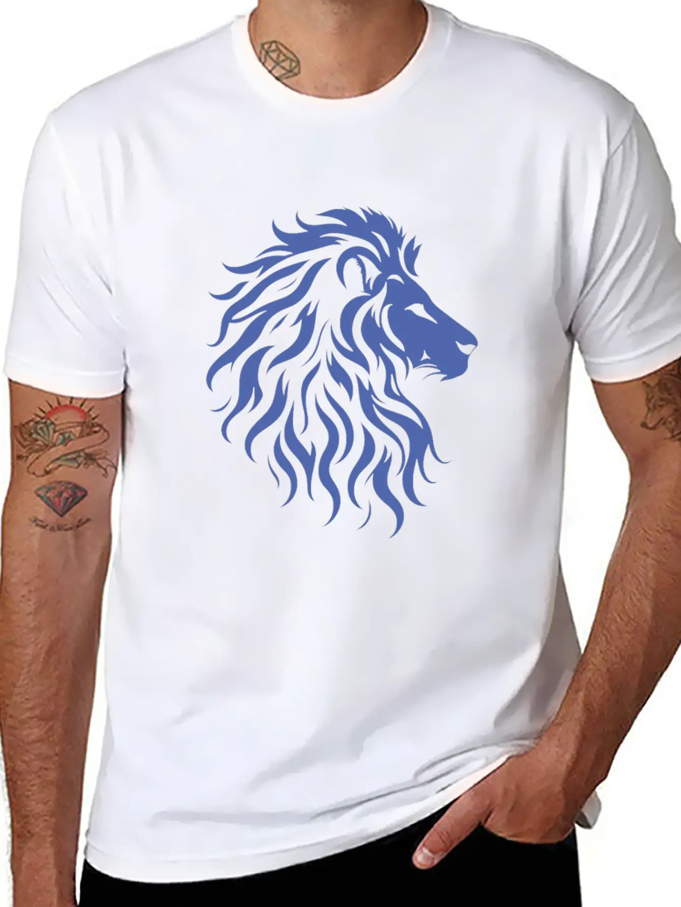 Majestic Lion Head Silhouette Classic Fit Graphic Tee For Daily Comfort – Unisex Cotton Shirt