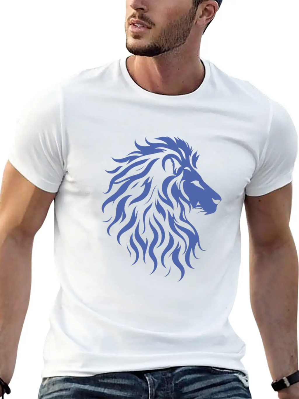Majestic Lion Head Silhouette Classic Fit Graphic Tee For Daily Comfort – Unisex Cotton Shirt