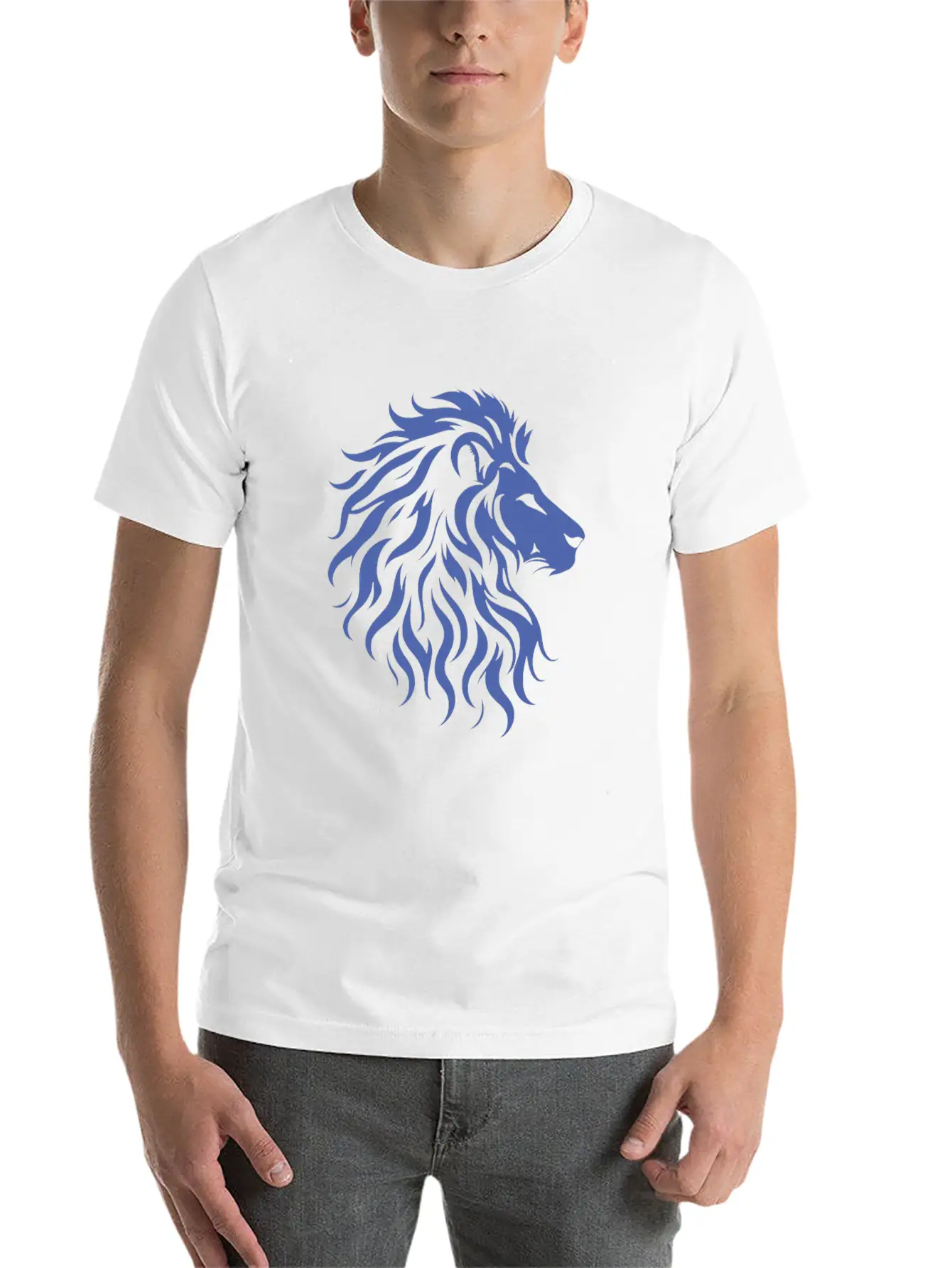 Majestic Lion Head Silhouette Classic Fit Graphic Tee For Daily Comfort – Unisex Cotton Shirt