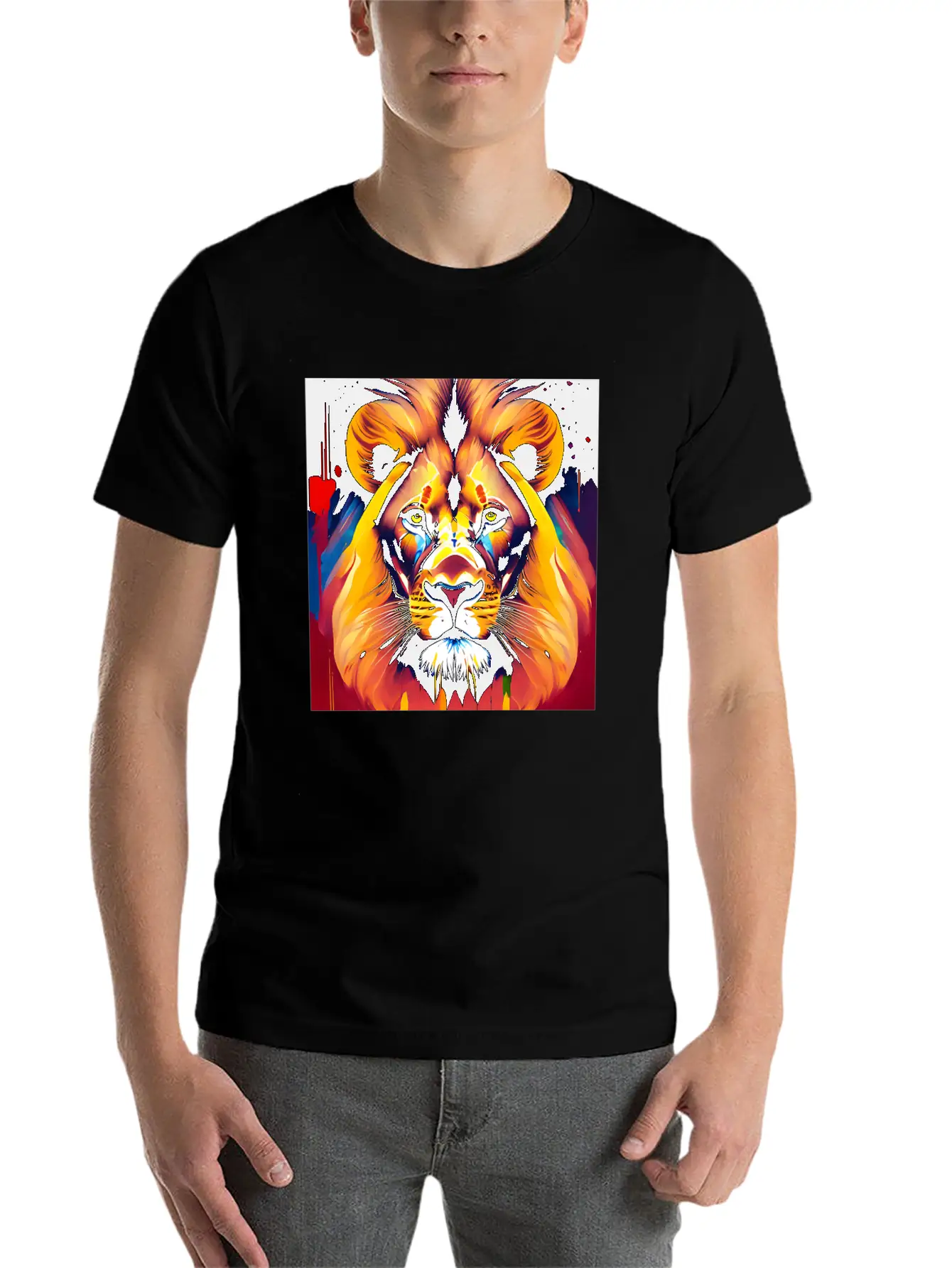 Majestic Lion In Oil Painting Style Unisex Casual T-Shirt – Clean Design For Daily Comfort