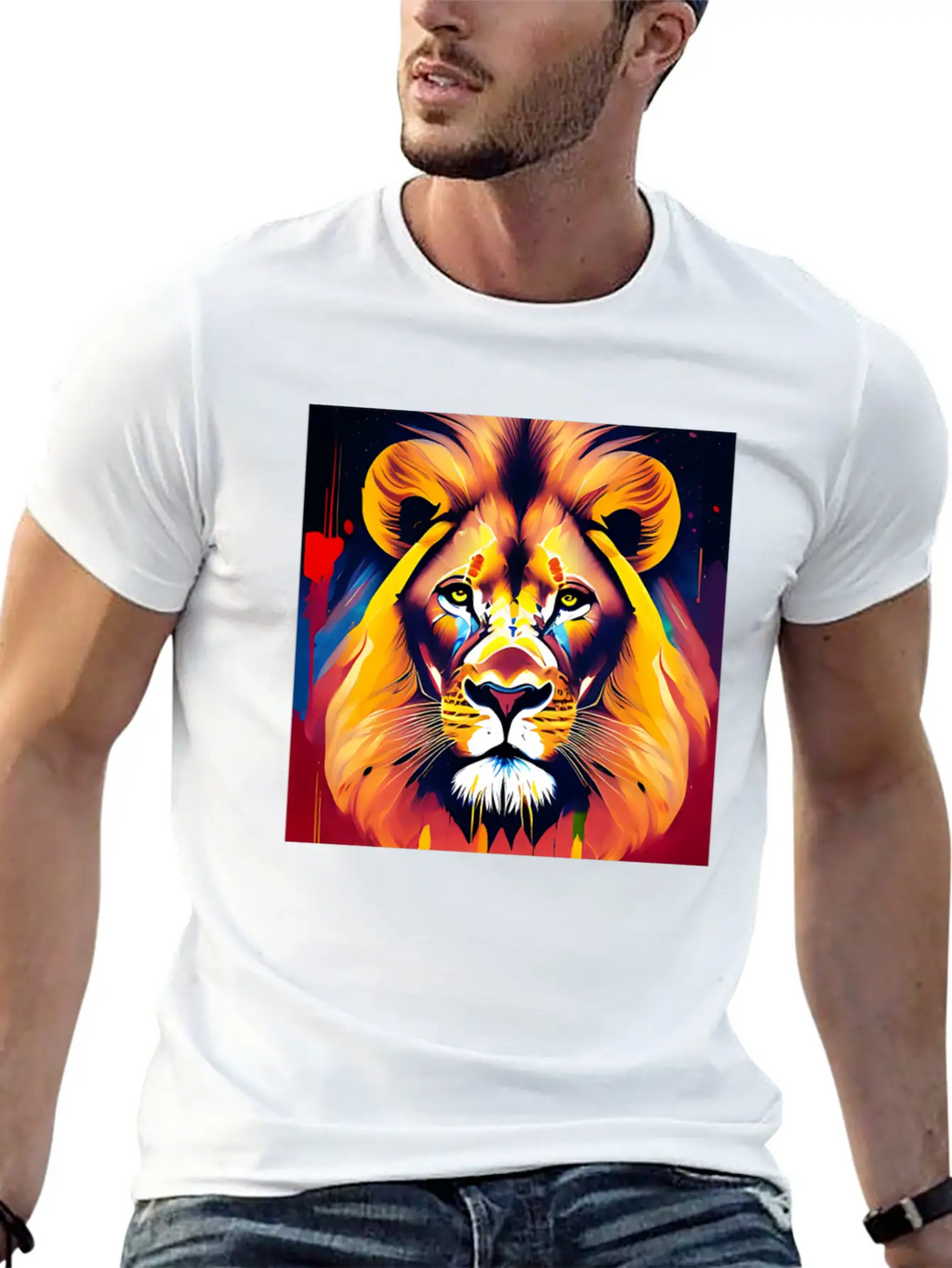 Majestic Lion In Oil Painting Style Unisex Casual T-Shirt – Clean Design For Daily Comfort