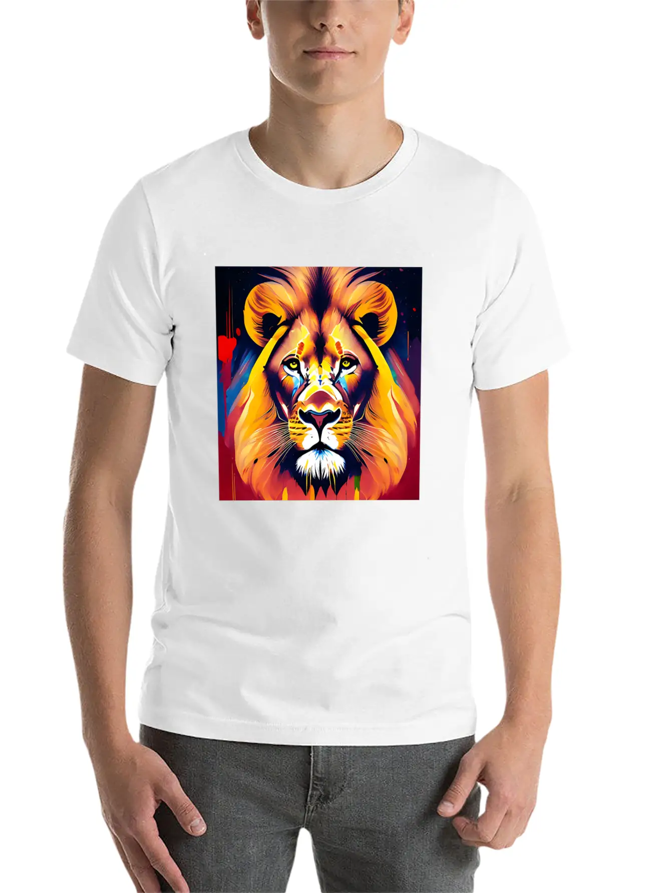 Majestic Lion In Oil Painting Style Unisex Casual T-Shirt – Clean Design For Daily Comfort