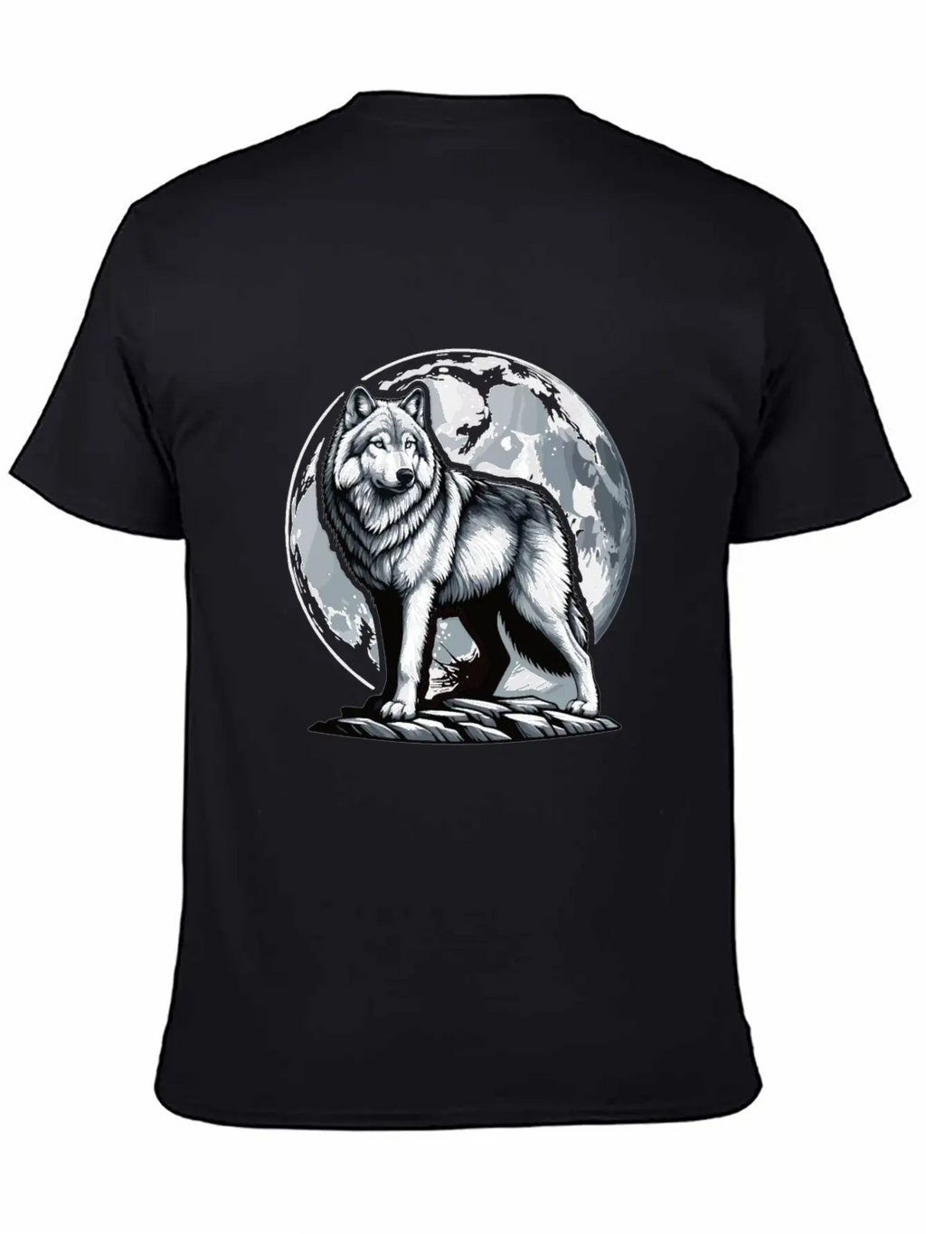 Majestic Moonlit Wolf Illustration Stylish Everyday T-Shirt – Unisex Basic Cotton Tee
