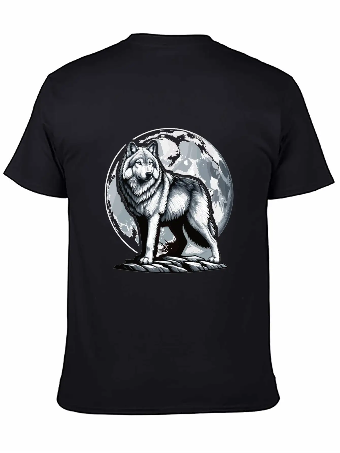 Majestic Moonlit Wolf Illustration Stylish Everyday T-Shirt – Unisex Basic Cotton Tee