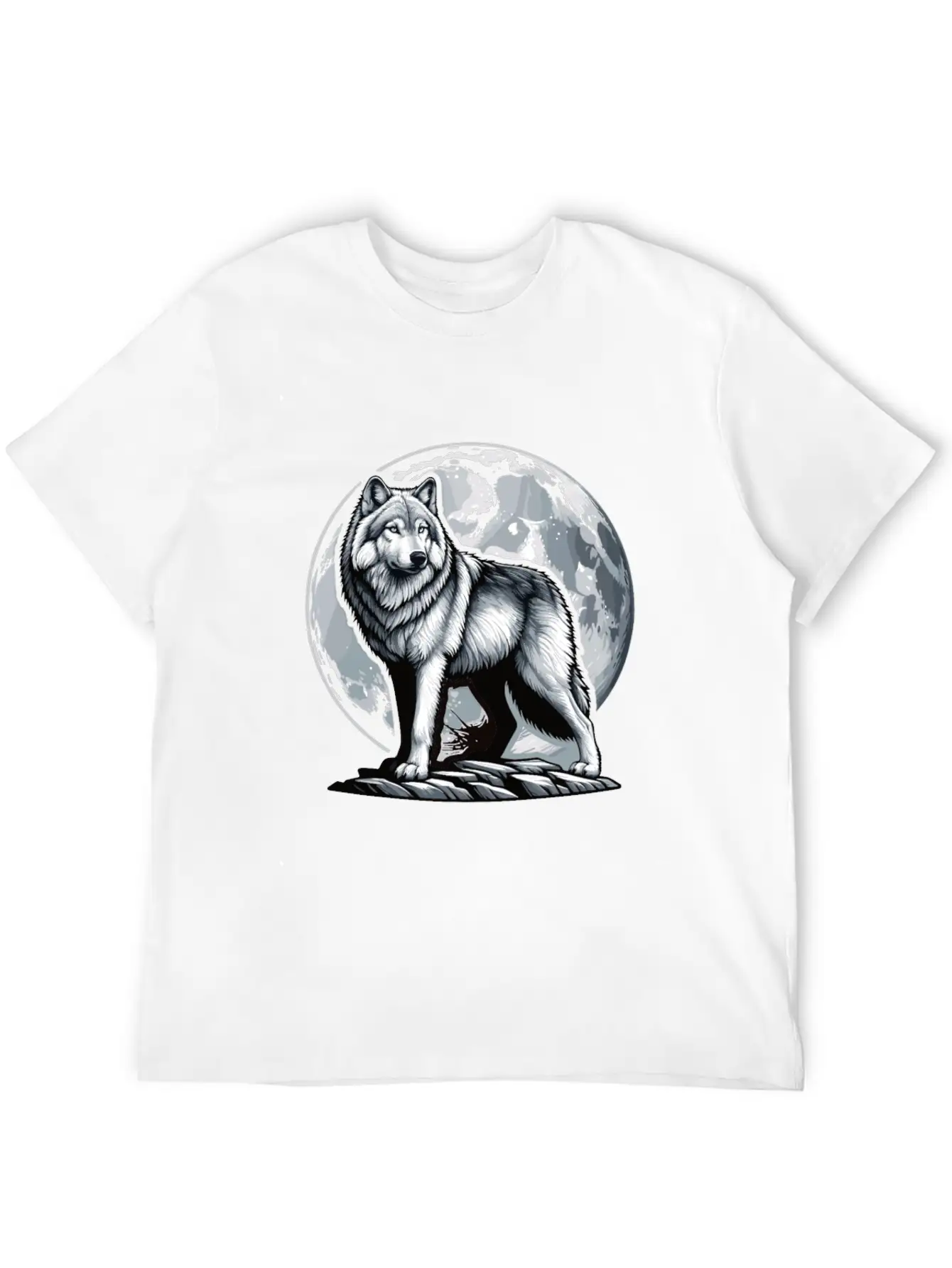Majestic Moonlit Wolf Illustration Stylish Everyday T-Shirt – Unisex Basic Cotton Tee