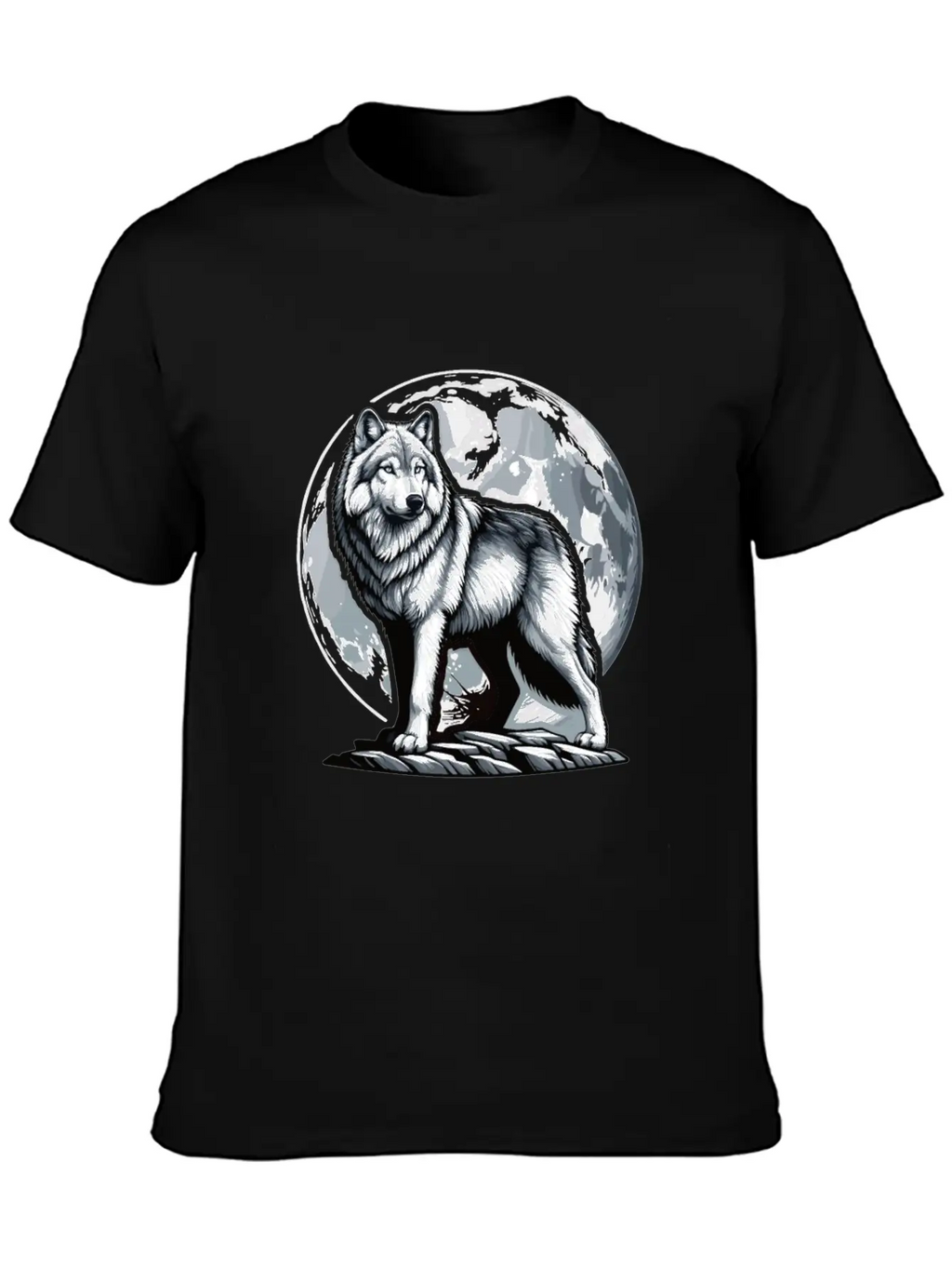 Majestic Moonlit Wolf Illustration Stylish Everyday T-Shirt – Unisex Basic Cotton Tee