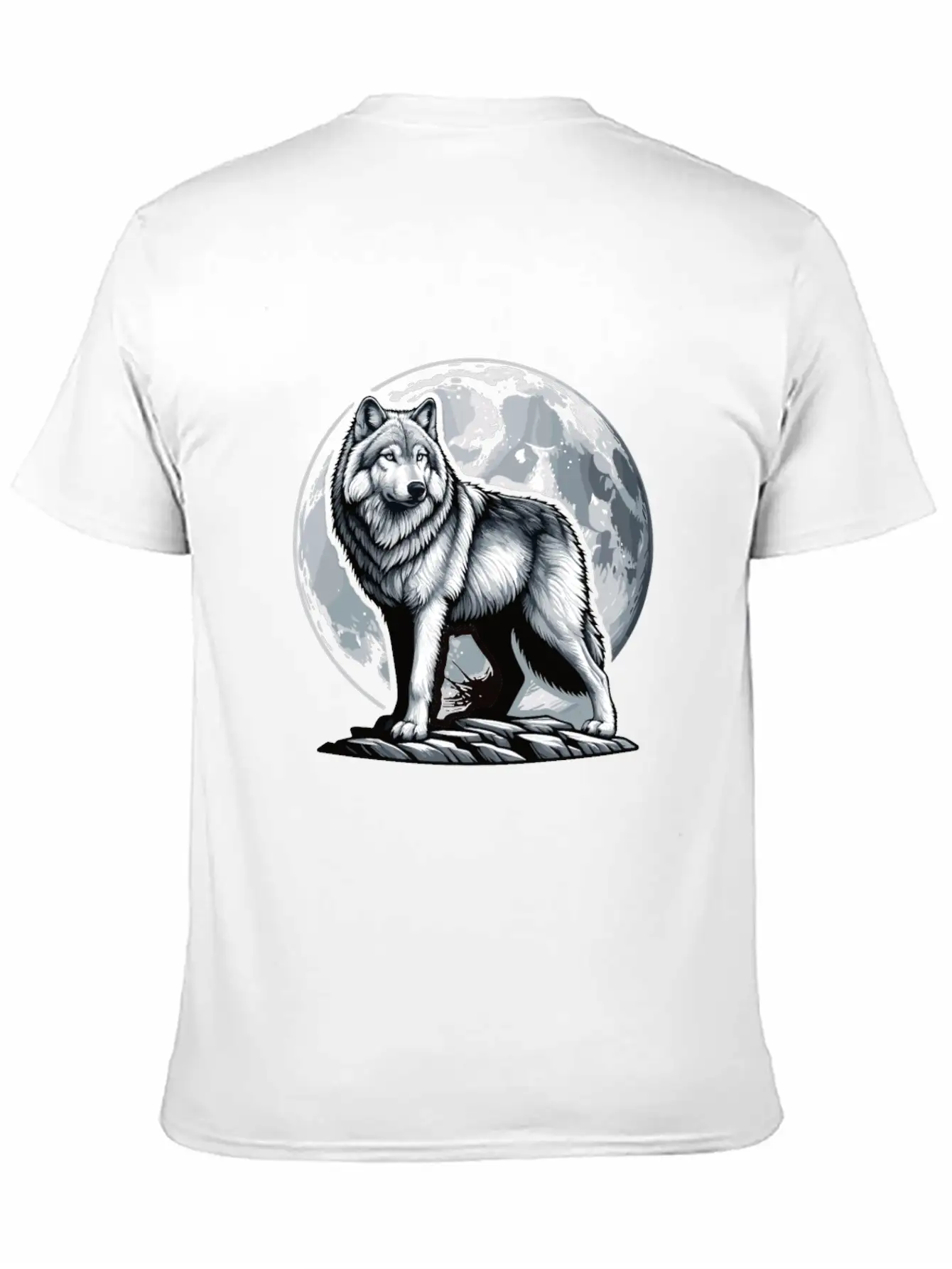 Majestic Moonlit Wolf Illustration Stylish Everyday T-Shirt – Unisex Basic Cotton Tee