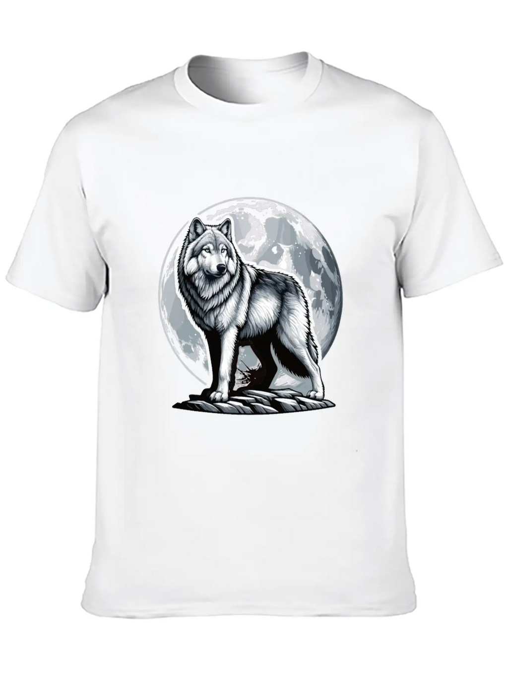 Majestic Moonlit Wolf Illustration Stylish Everyday T-Shirt – Unisex Basic Cotton Tee