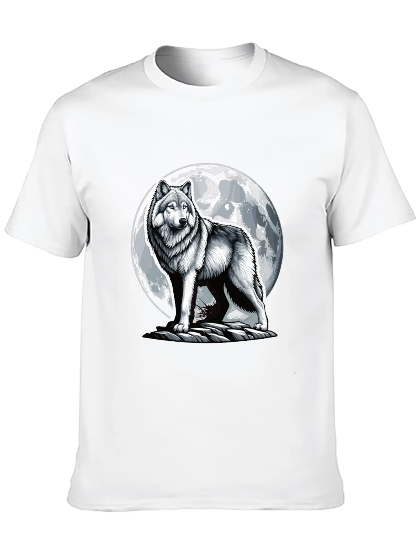 Majestic Moonlit Wolf Illustration Stylish Everyday T-Shirt – Unisex Basic Cotton Tee