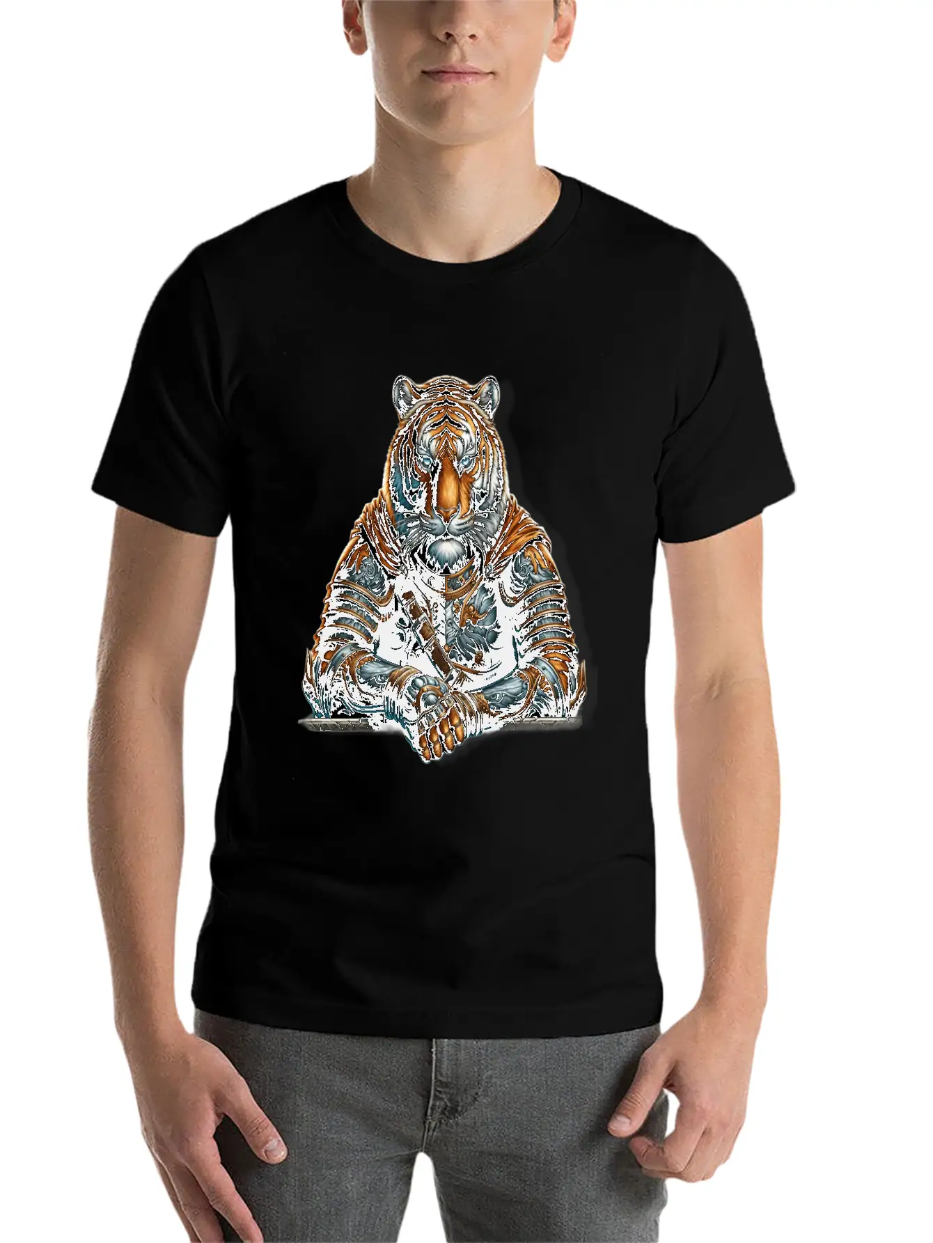 Majestic Valor The Warrior Tiger Unisex Short Sleeve Soft Cotton T-Shirt – Casual Everyday Wear
