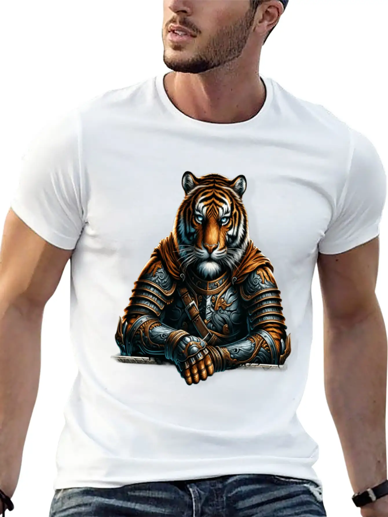 Majestic Valor The Warrior Tiger Unisex Short Sleeve Soft Cotton T-Shirt – Casual Everyday Wear
