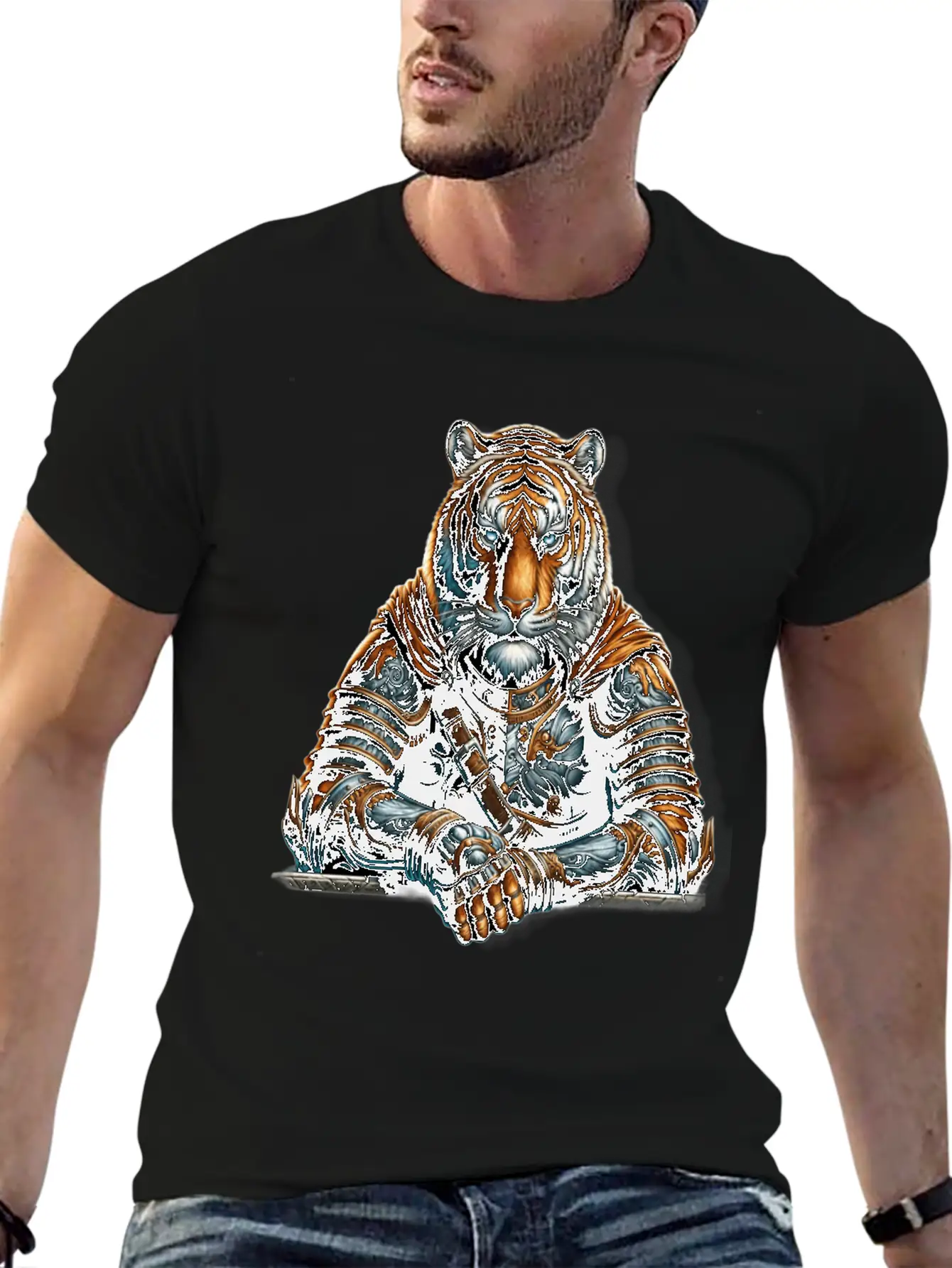 Majestic Valor The Warrior Tiger Unisex Short Sleeve Soft Cotton T-Shirt – Casual Everyday Wear