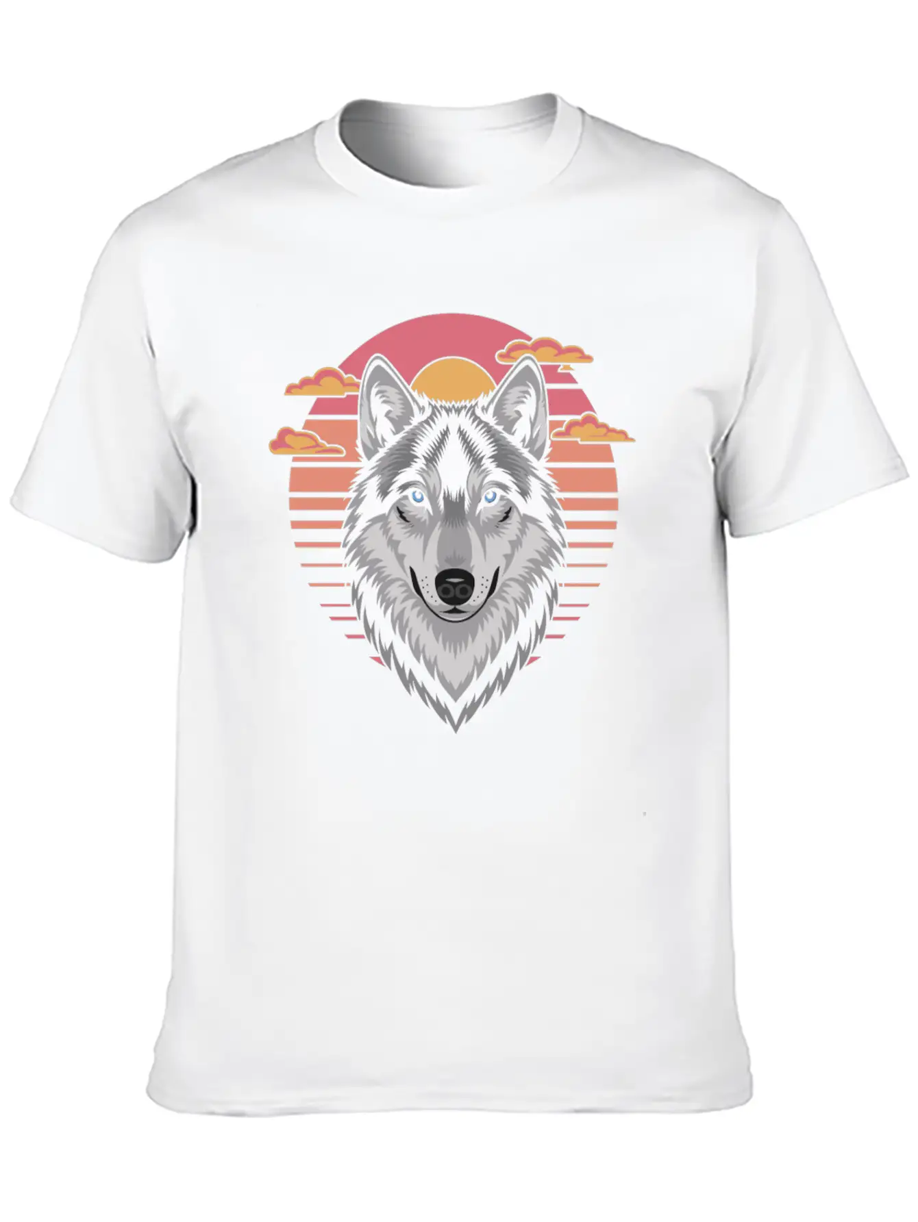 Majestic Wolf At Sunset With Bold Colors Breathable Soft Cotton T-Shirt – Timeless Casual Look