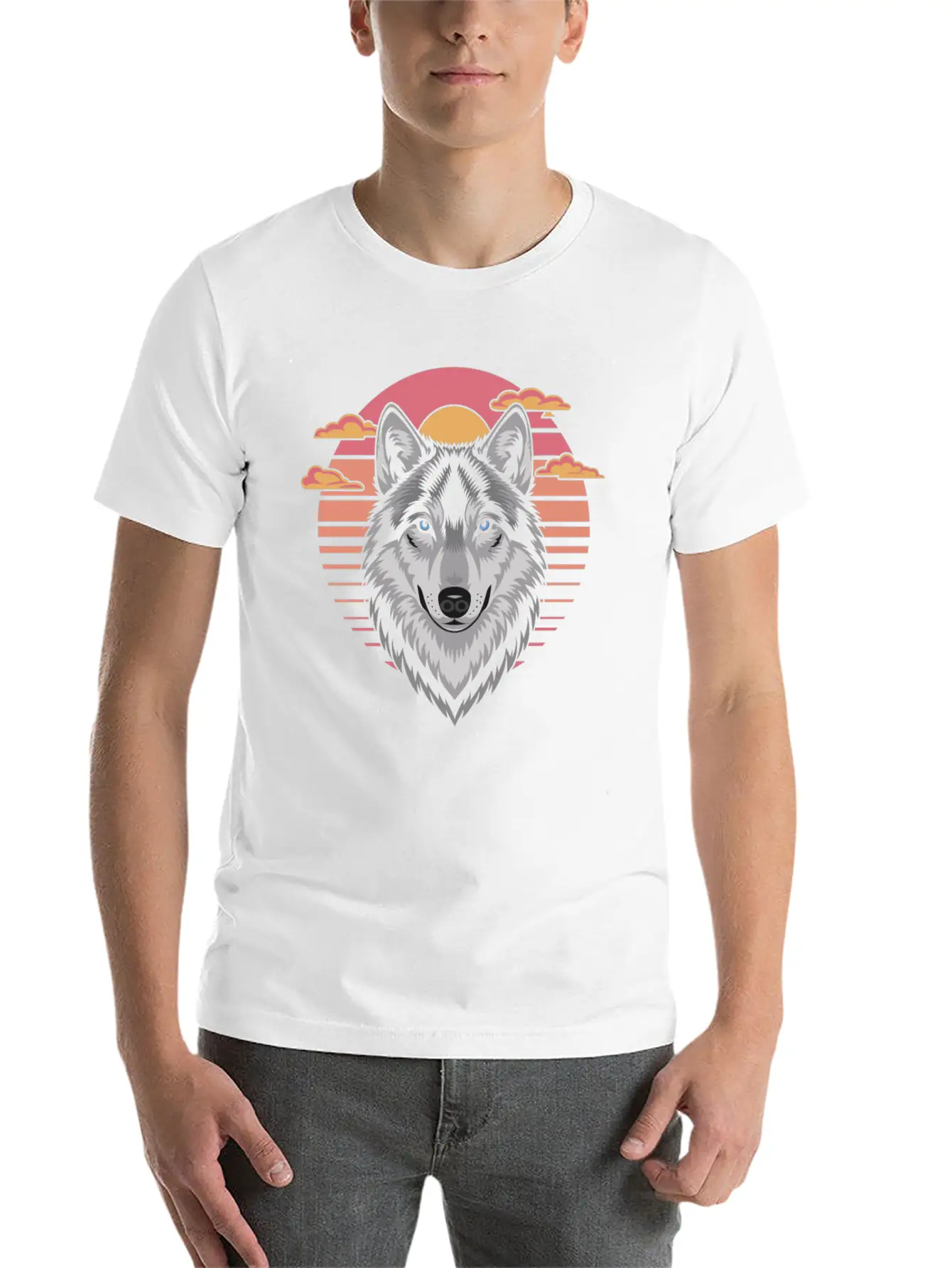 Majestic Wolf At Sunset With Bold Colors Breathable Soft Cotton T-Shirt – Timeless Casual Look