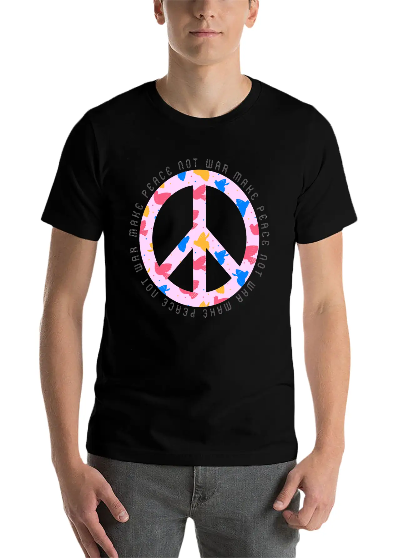 Make Peace Not War - Peace Sign Logo Casual Graphic T-Shirt – Simple And Comfortable Daily Wear