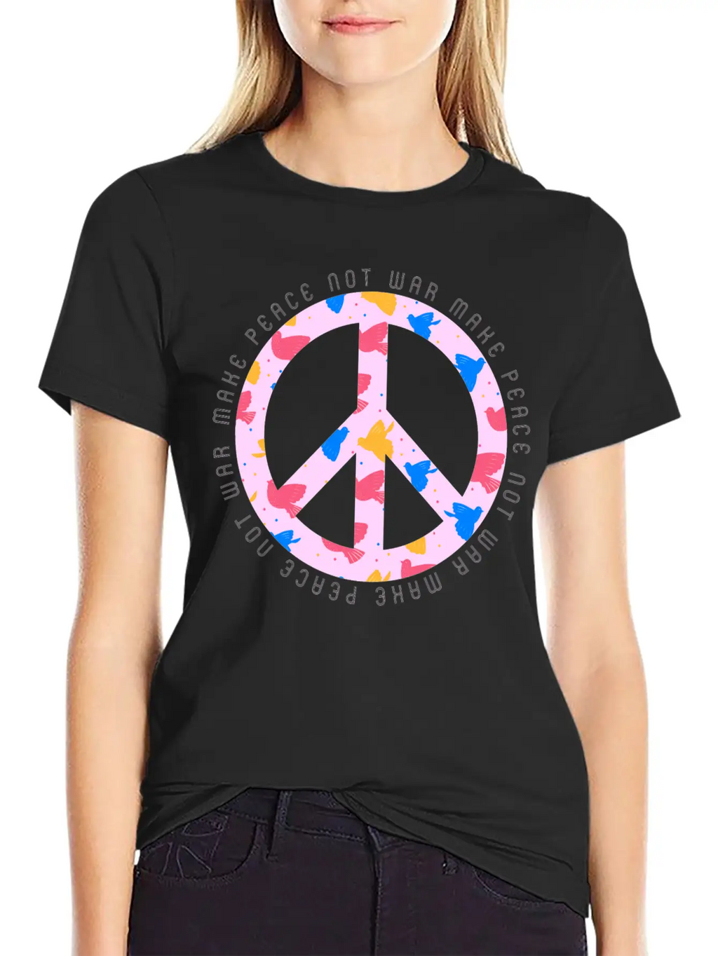 Make Peace Not War - Peace Sign Logo Casual Graphic T-Shirt – Simple And Comfortable Daily Wear