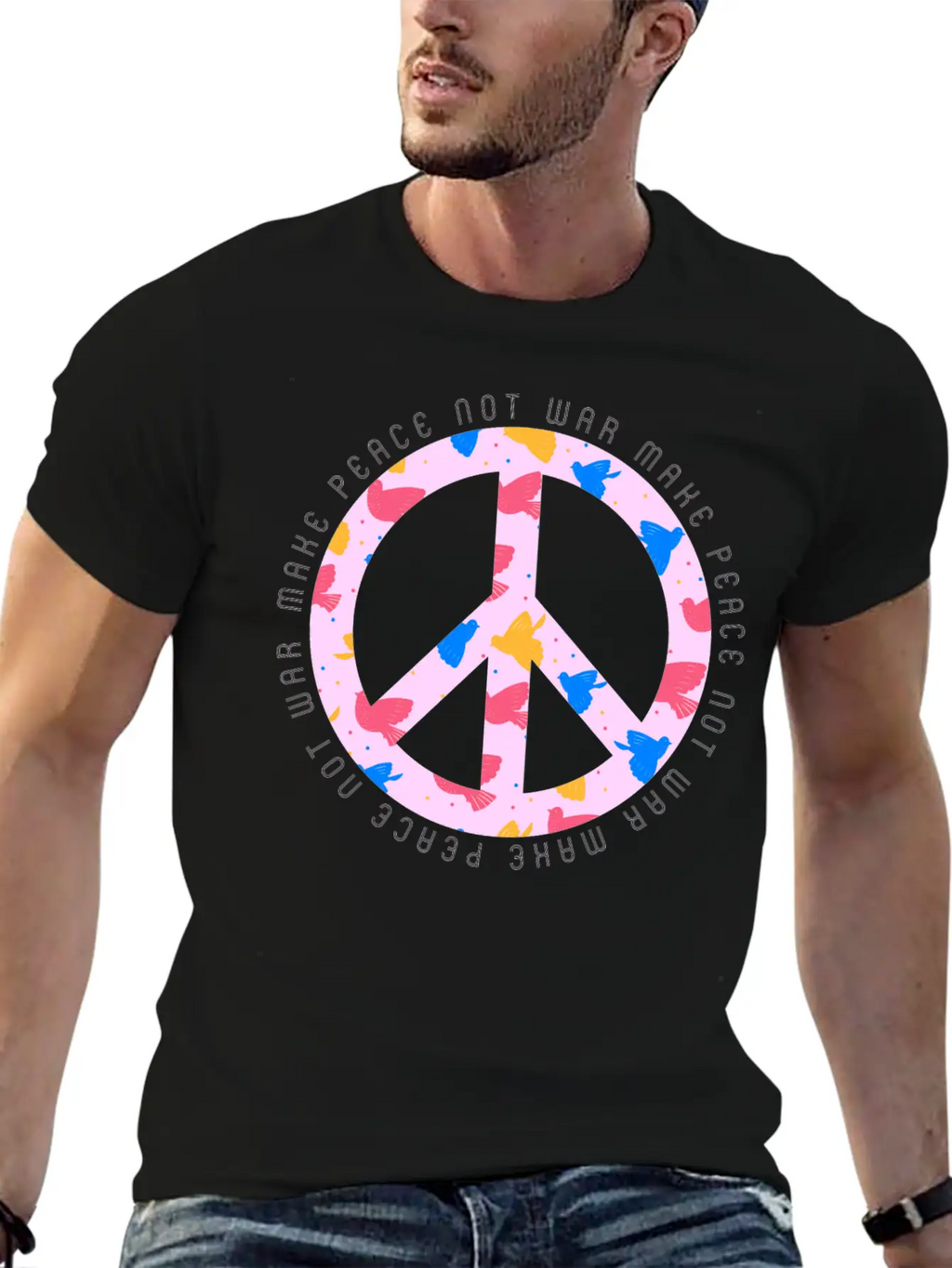 Make Peace Not War - Peace Sign Logo Casual Graphic T-Shirt – Simple And Comfortable Daily Wear