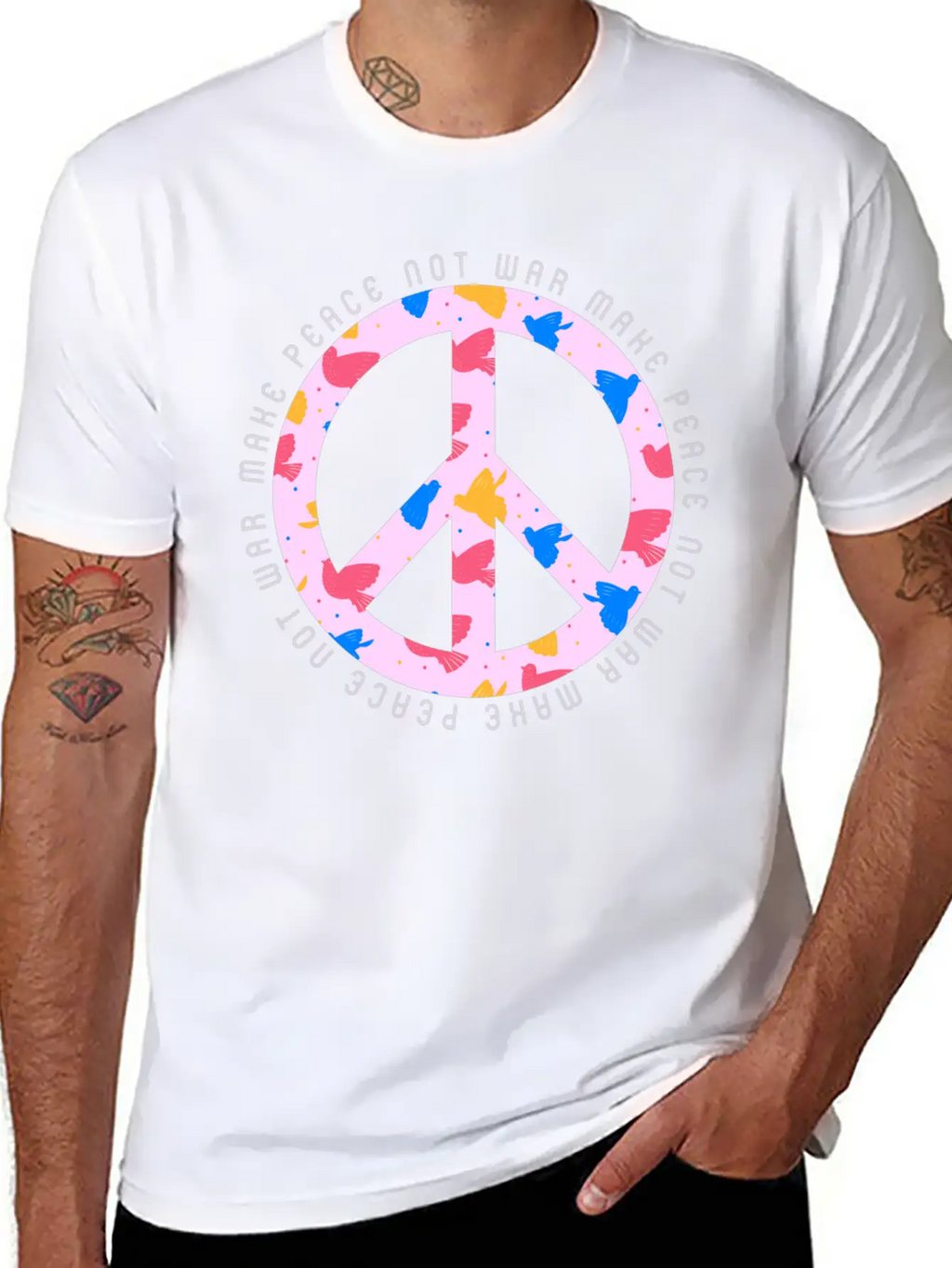 Make Peace Not War - Peace Sign Logo Casual Graphic T-Shirt – Simple And Comfortable Daily Wear