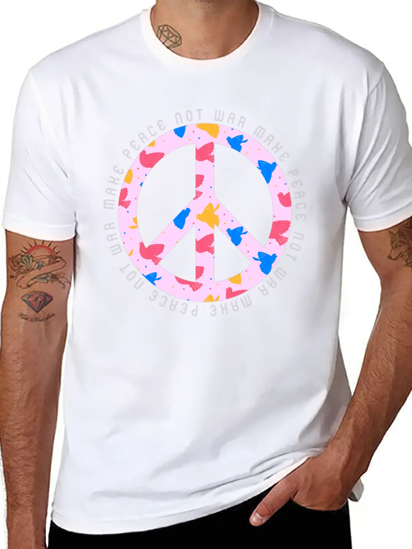 Make Peace Not War - Peace Sign Logo Casual Graphic T-Shirt – Simple And Comfortable Daily Wear