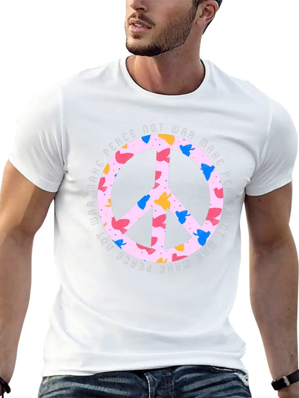 Make Peace Not War - Peace Sign Logo Casual Graphic T-Shirt – Simple And Comfortable Daily Wear