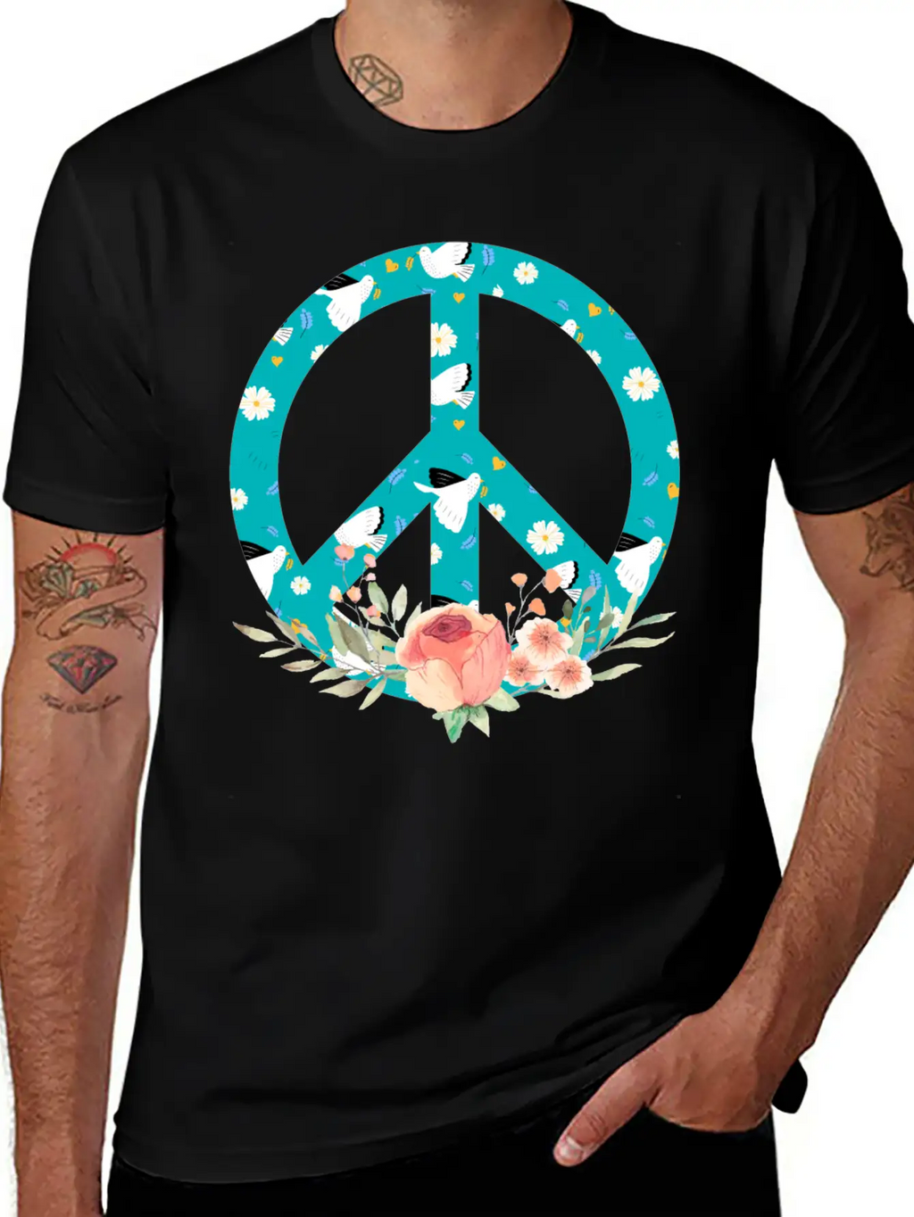 Make Peace Not War - Peace Sign Logo Unisex Short Sleeve Soft Cotton T-Shirt – Casual Everyday Wear