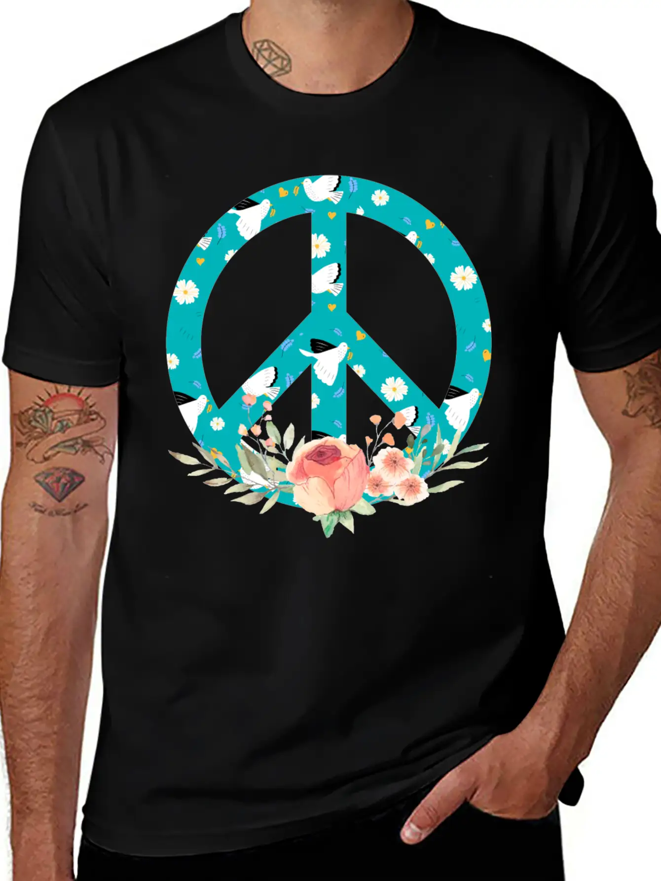 Make Peace Not War - Peace Sign Logo Unisex Short Sleeve Soft Cotton T-Shirt – Casual Everyday Wear