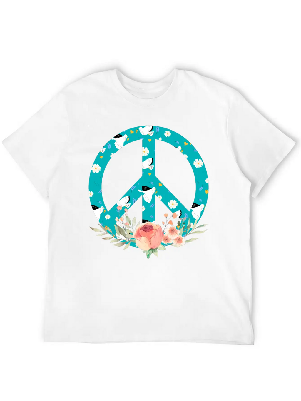 Make Peace Not War - Peace Sign Logo Unisex Short Sleeve Soft Cotton T-Shirt – Casual Everyday Wear